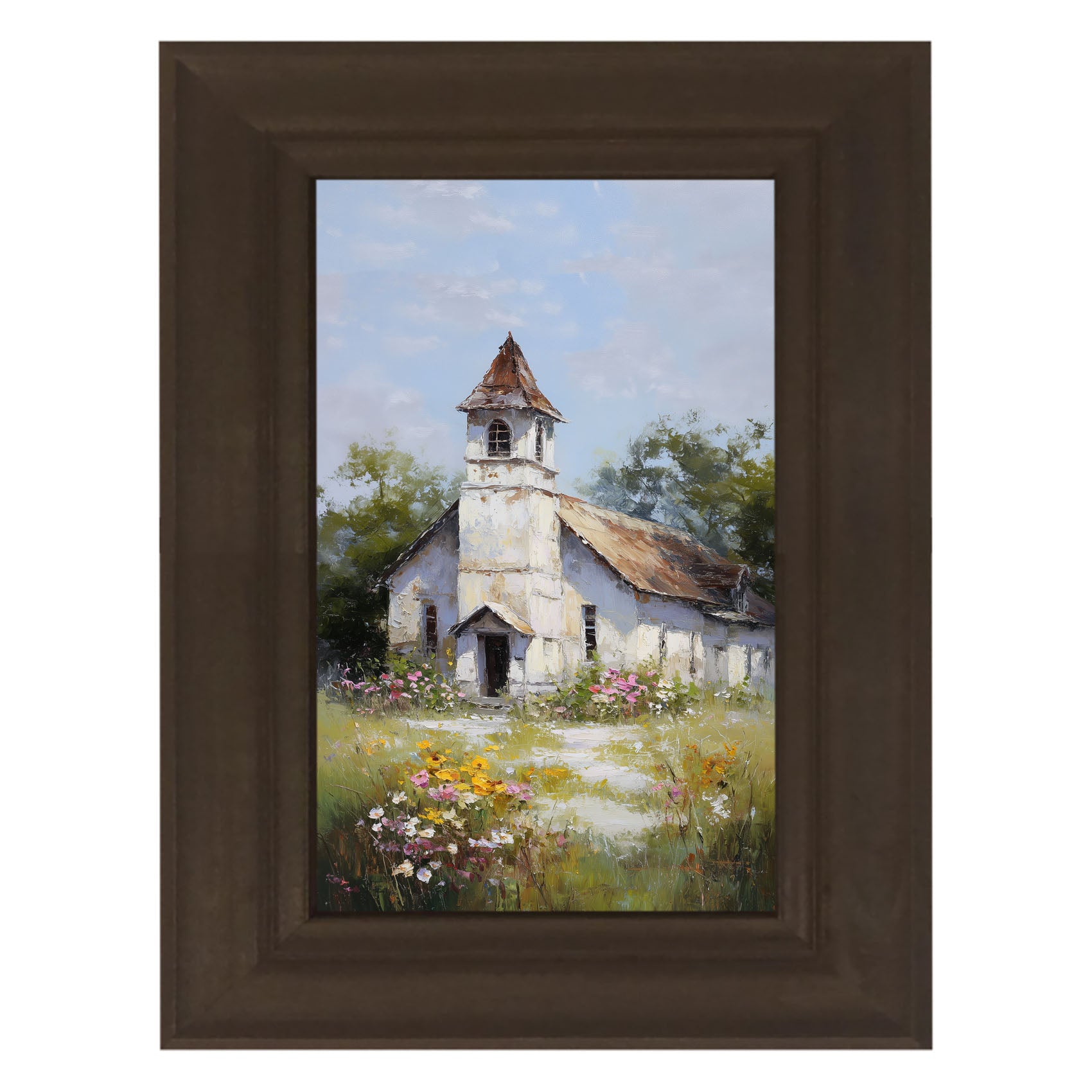 Country Church with Wildflowers