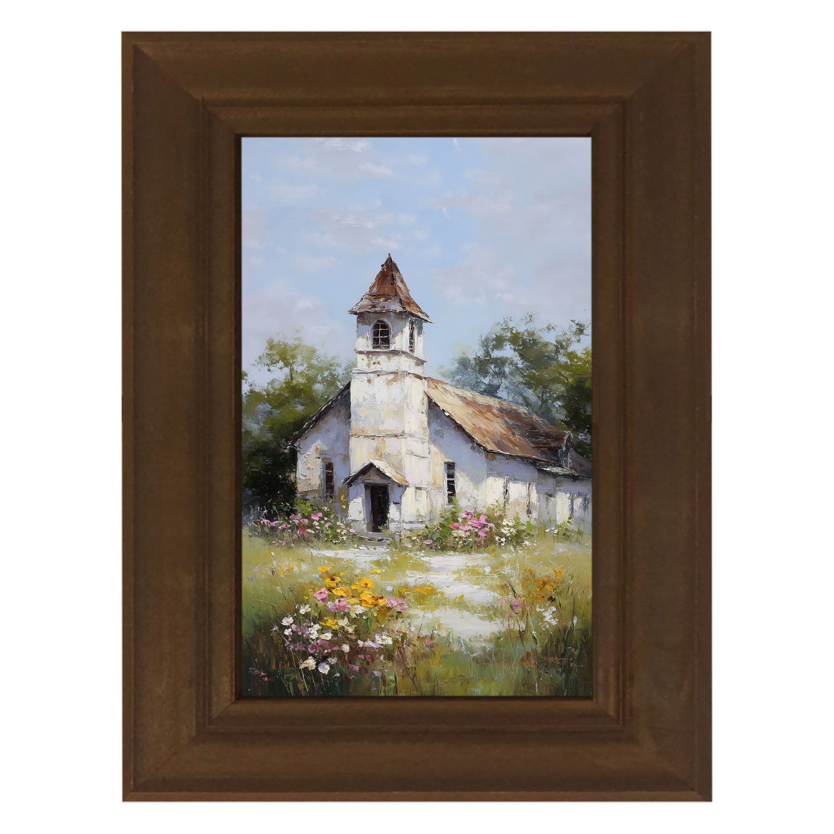 Country Church with Wildflowers