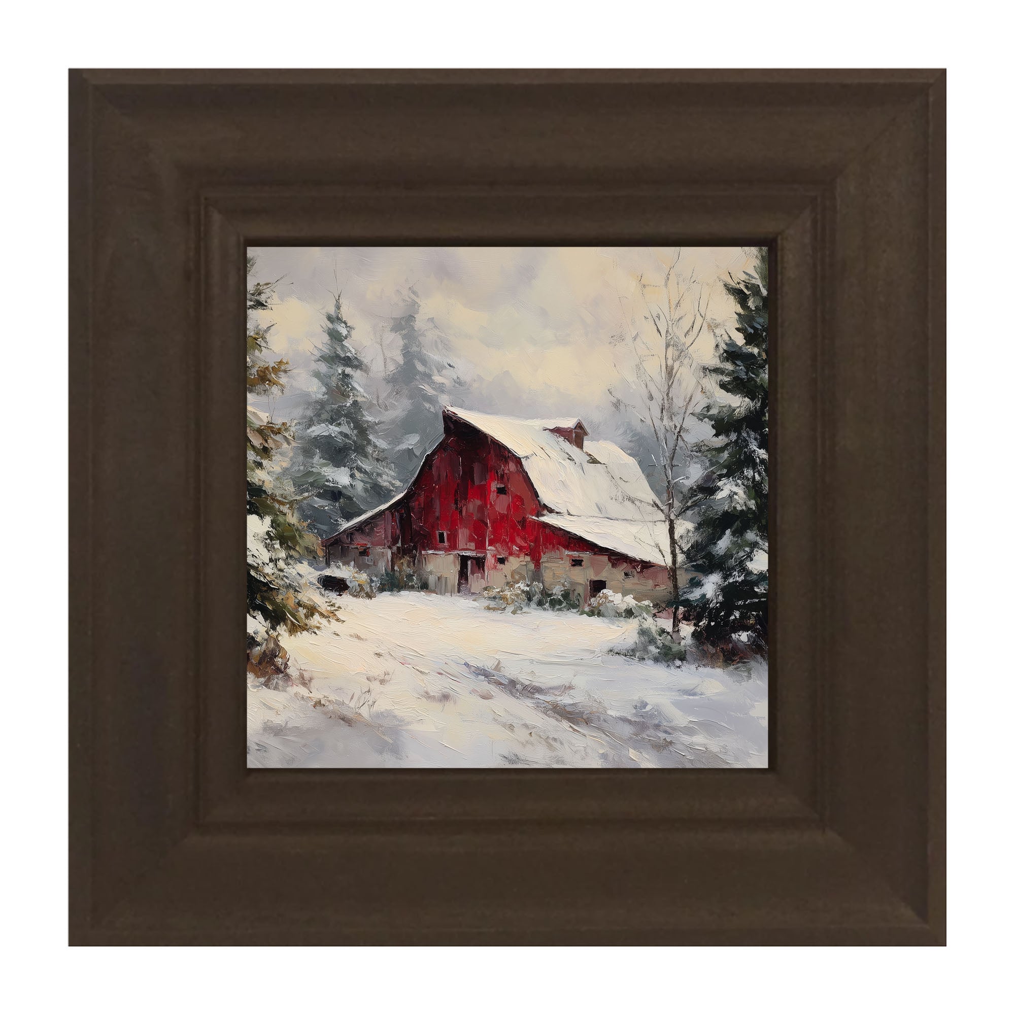 Red Country Barn in Winter