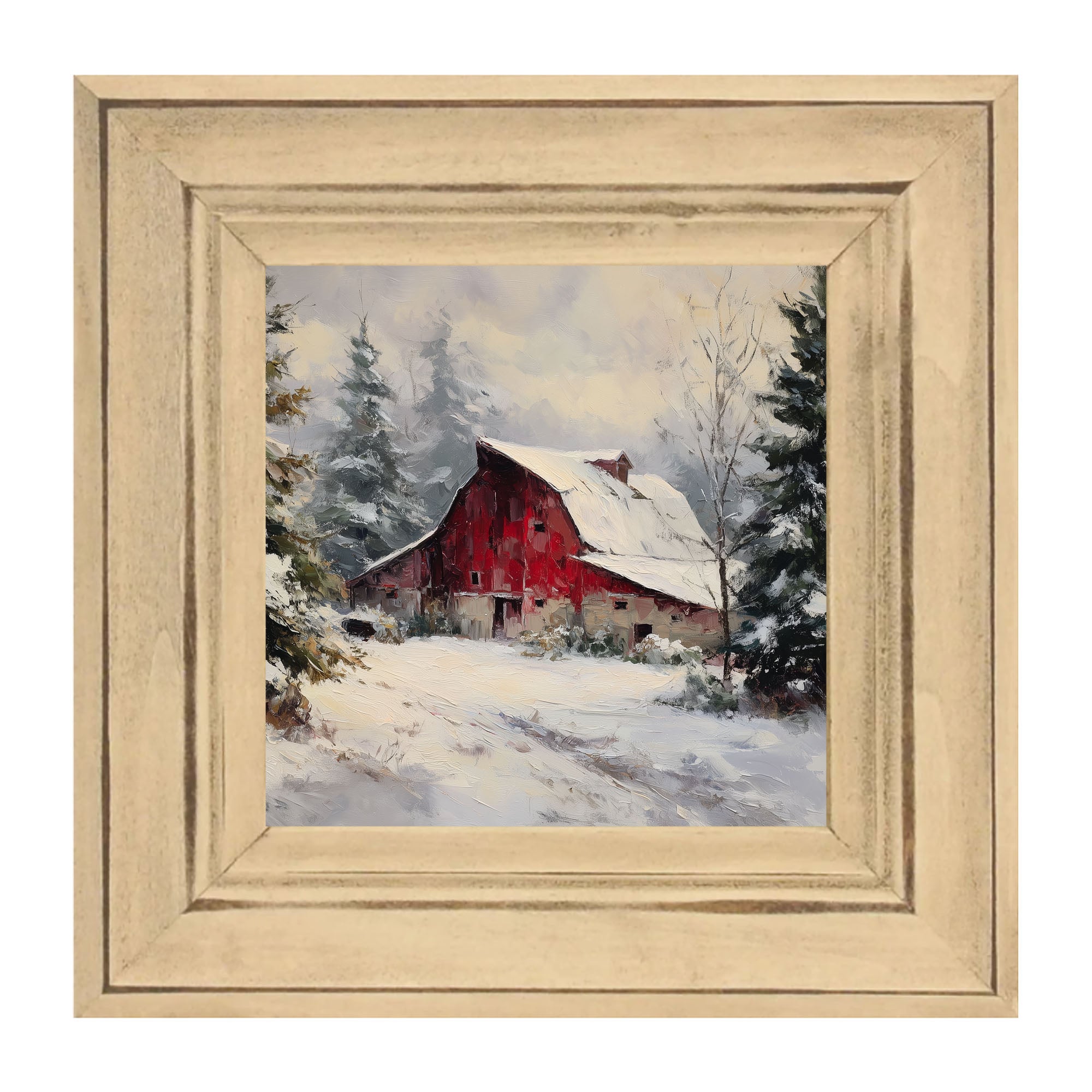 Red Country Barn in Winter