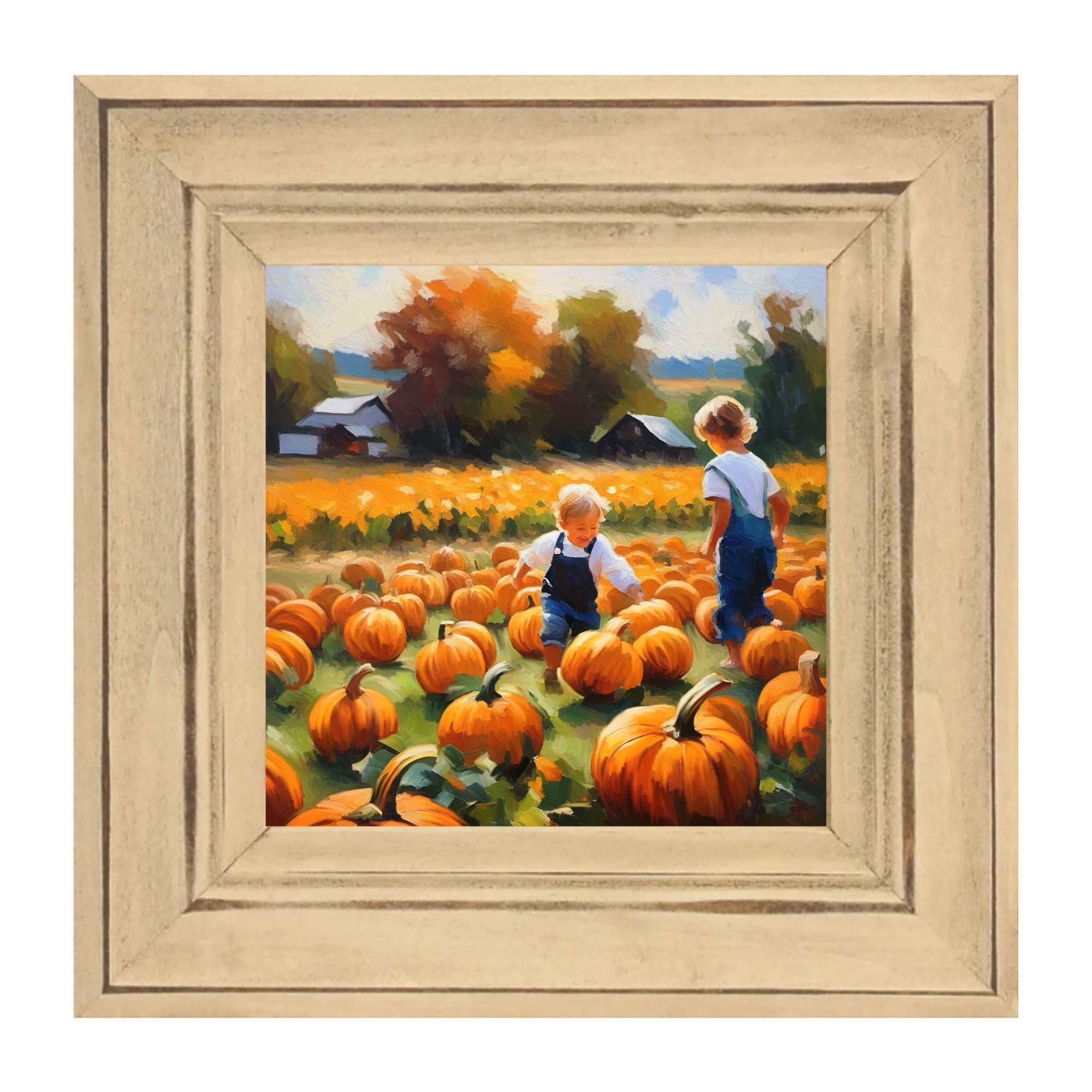 Kids in pumpkin patch