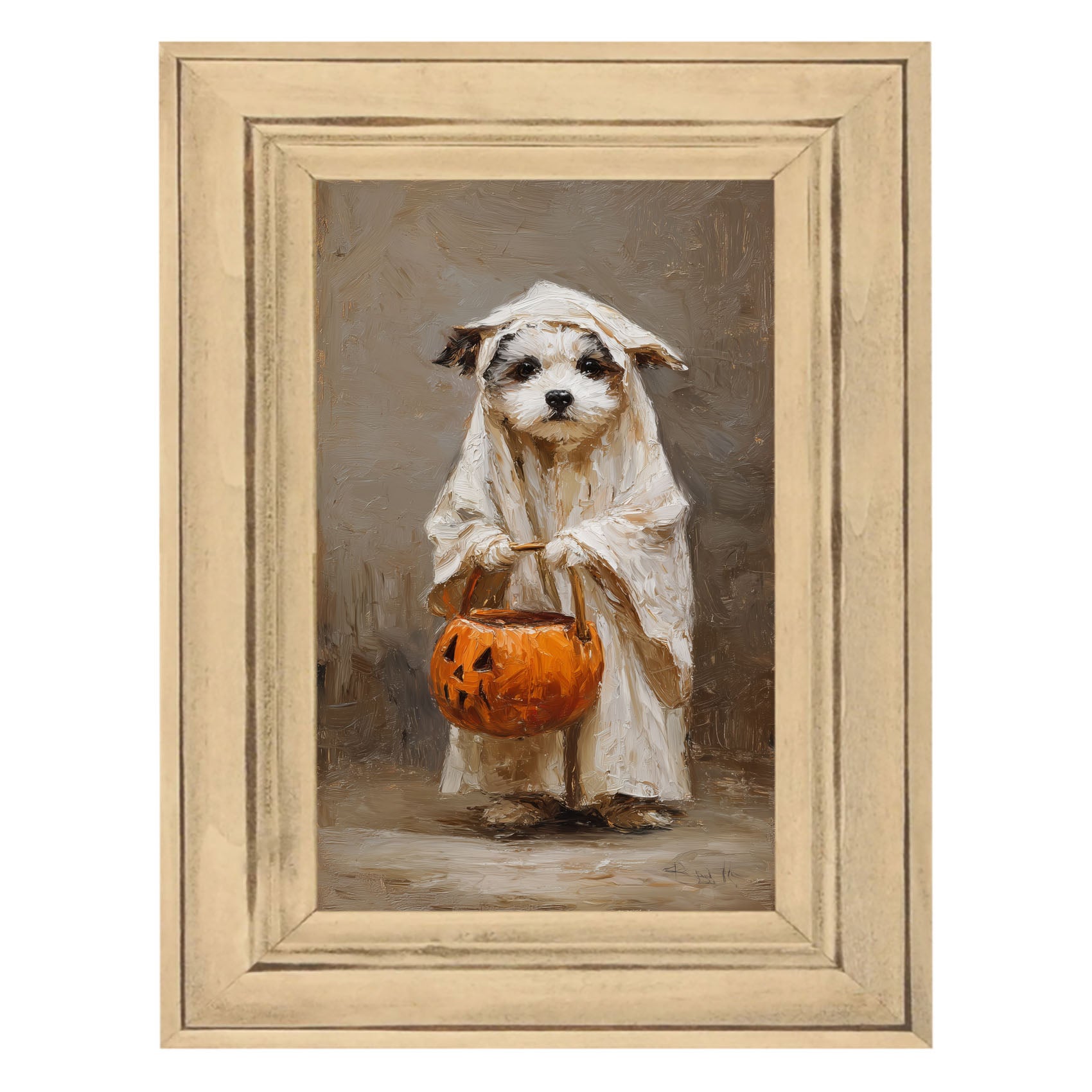 Trick or Treating Pets - Dog as a Ghost