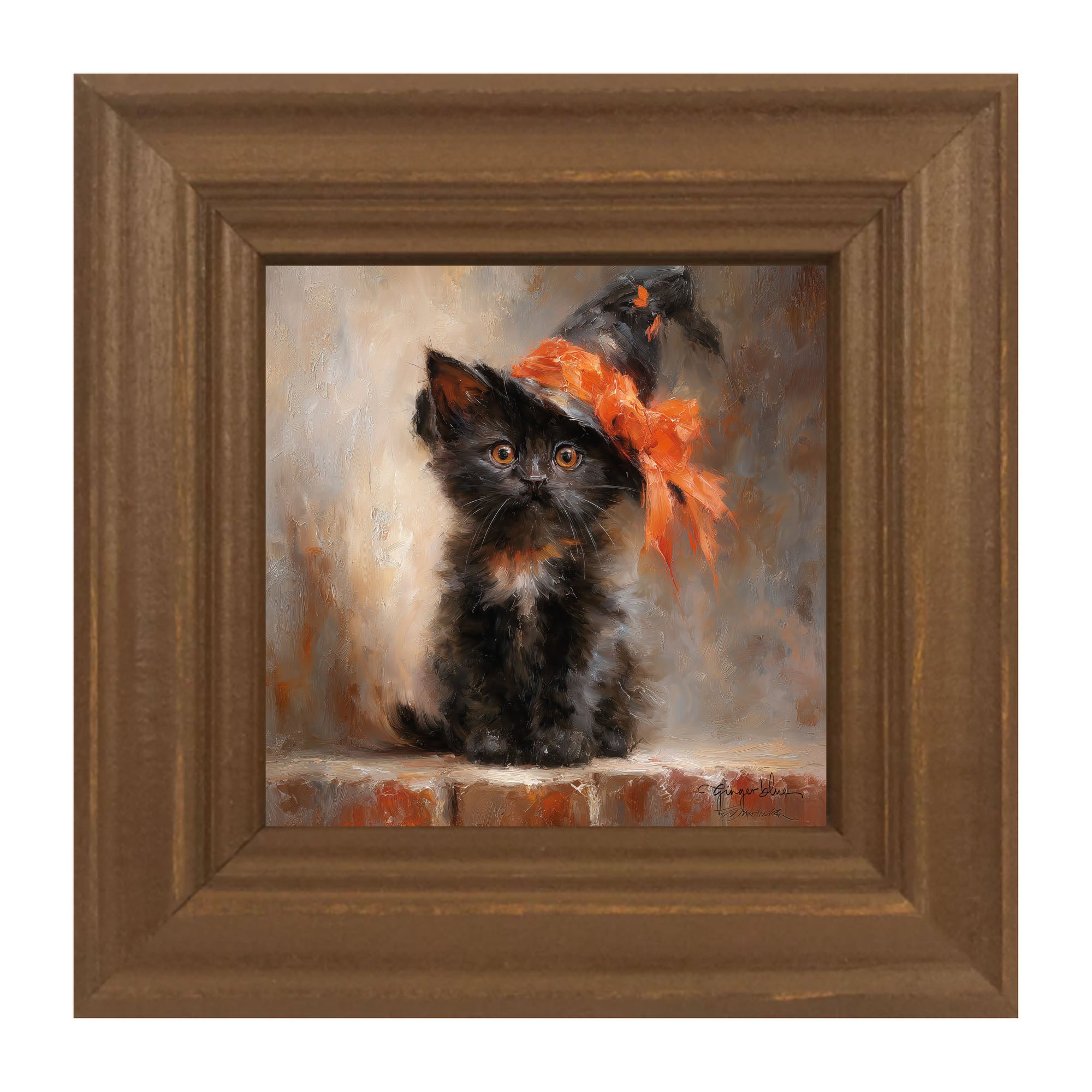 Black Kitten with Witch Hat