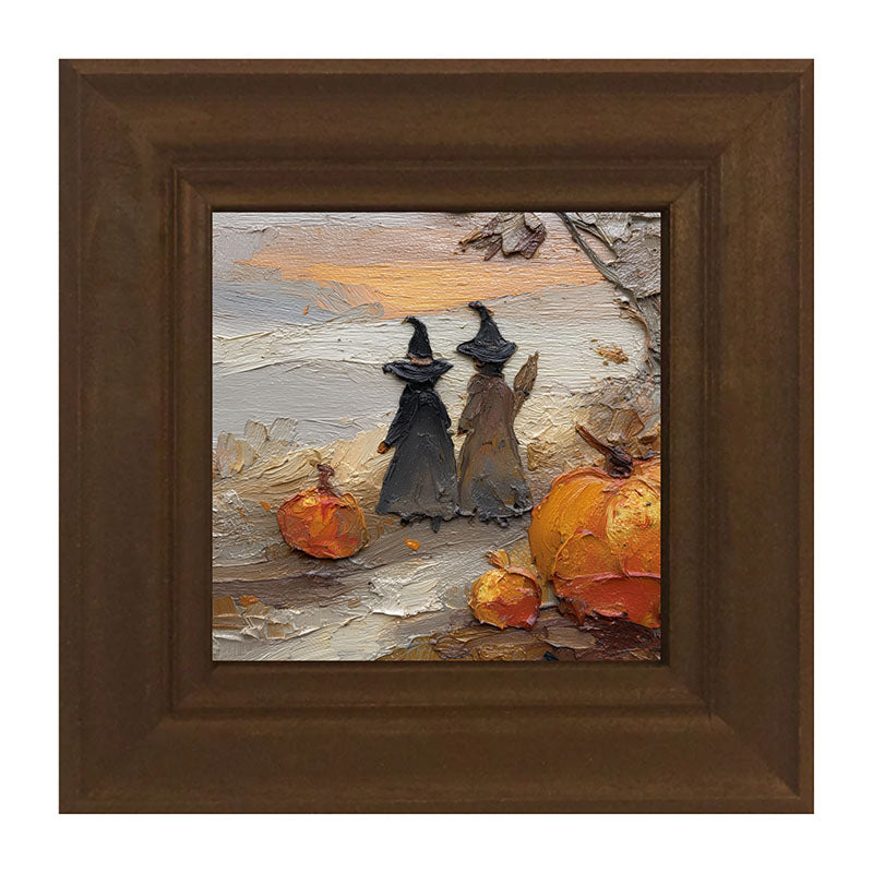 Two Witches with Pumpkins