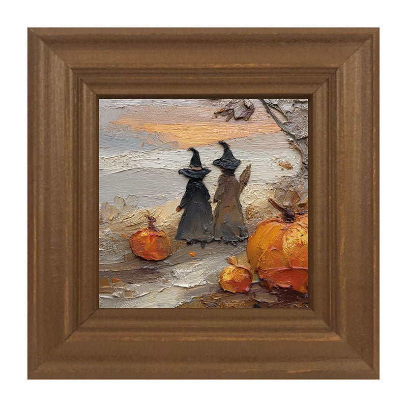 Two Witches with Pumpkins