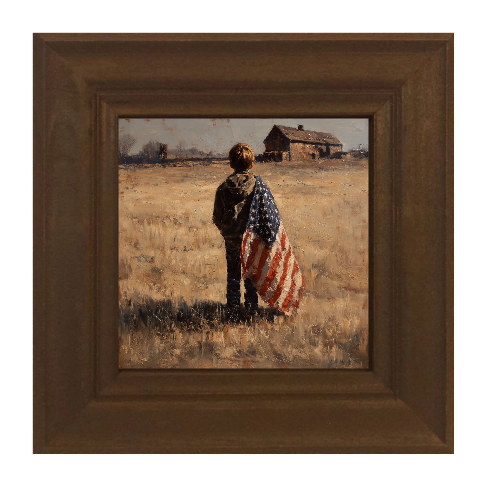 Child With Flag - Boy at Farm