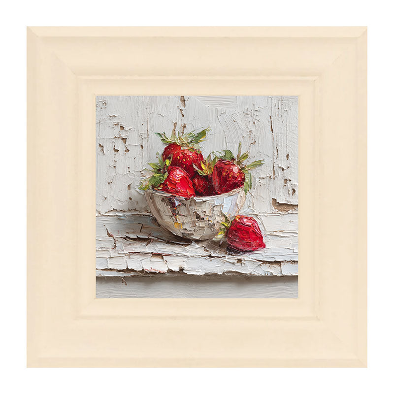 Sideboard Still Life - White Table with Bowl of Strawberries
