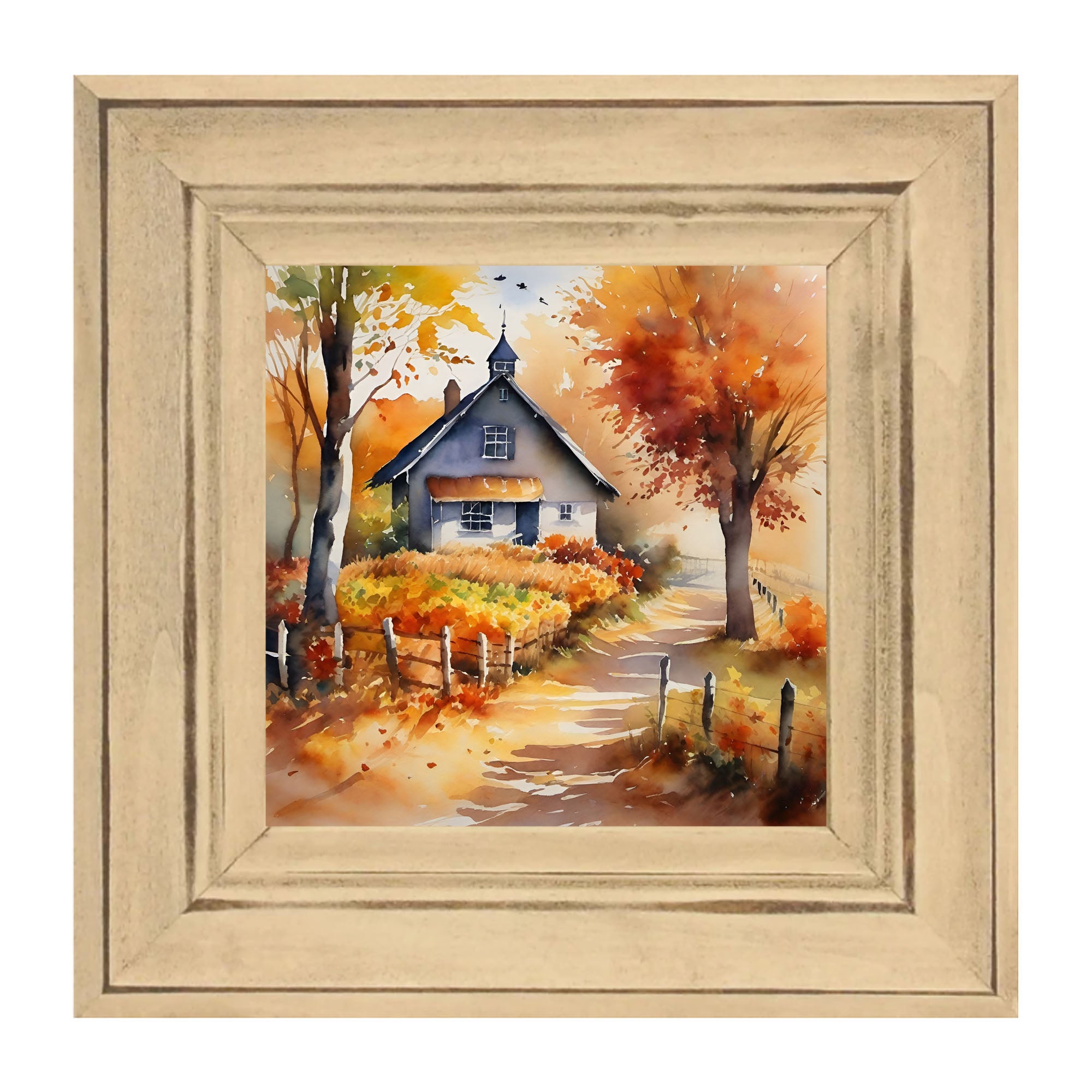 Autumn house on path
