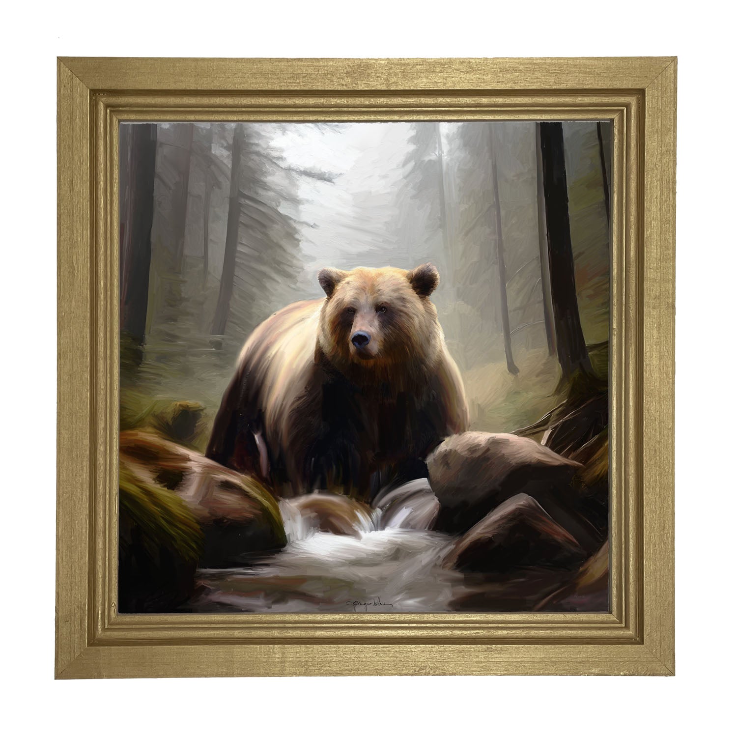 Riverside Bear - Framed art