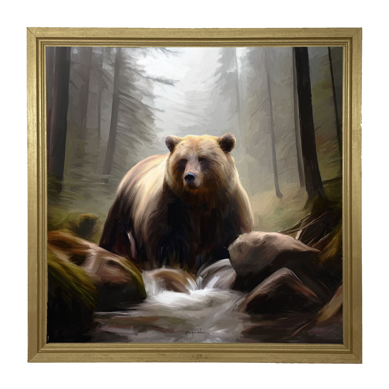 Riverside Bear - Framed art