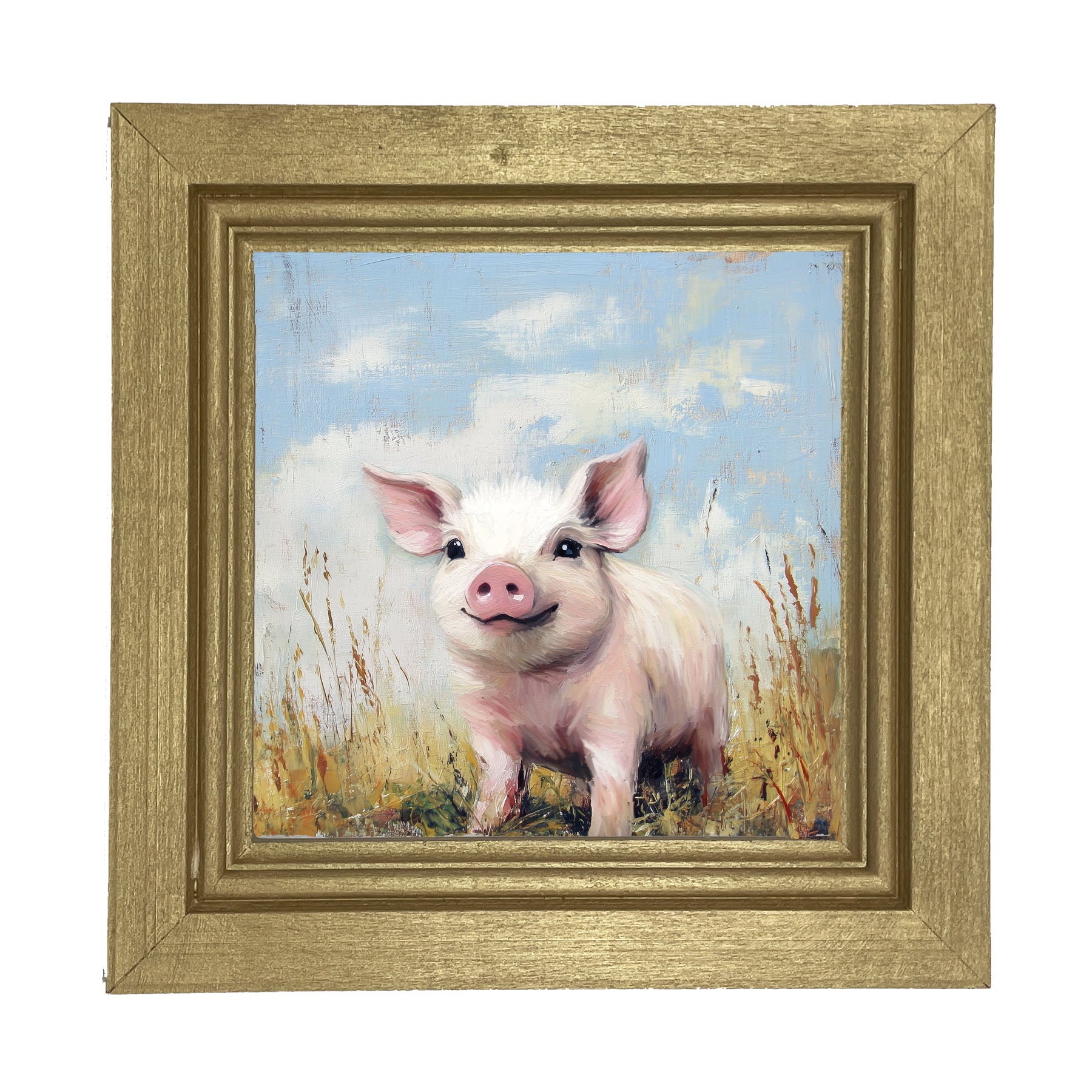 Baby Pig in a Meadow - Framed art