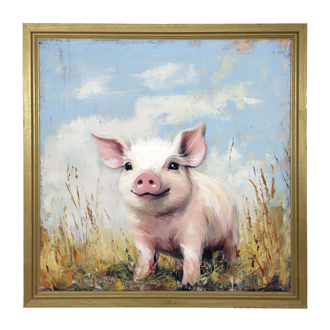Baby Pig in a Meadow - Framed art