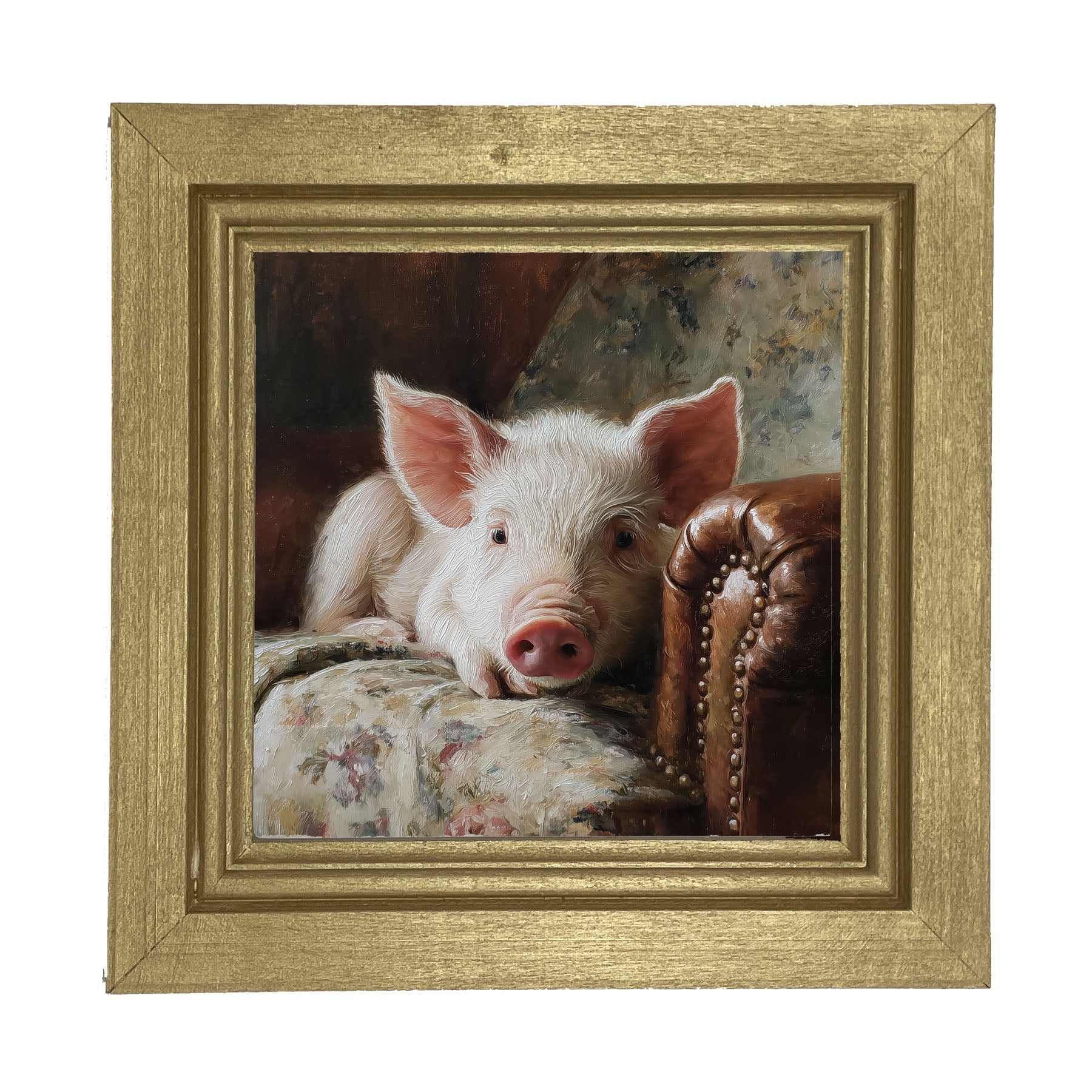 Armchair with Pig - Framed Art