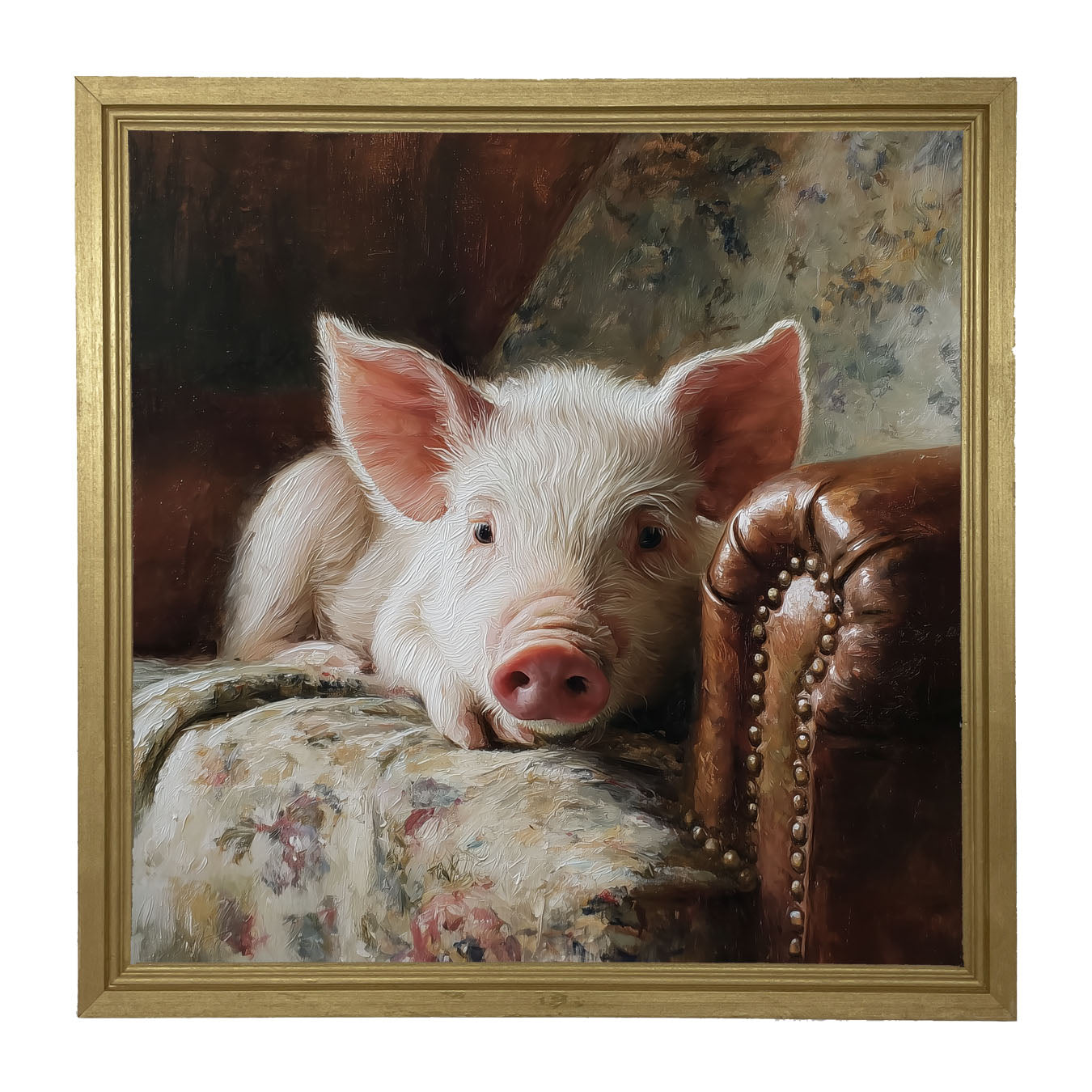 Armchair with Pig - Framed Art