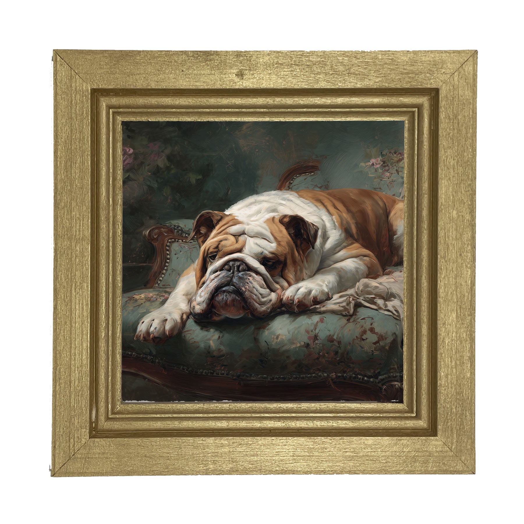 Armchair with Bulldog - Framed Art