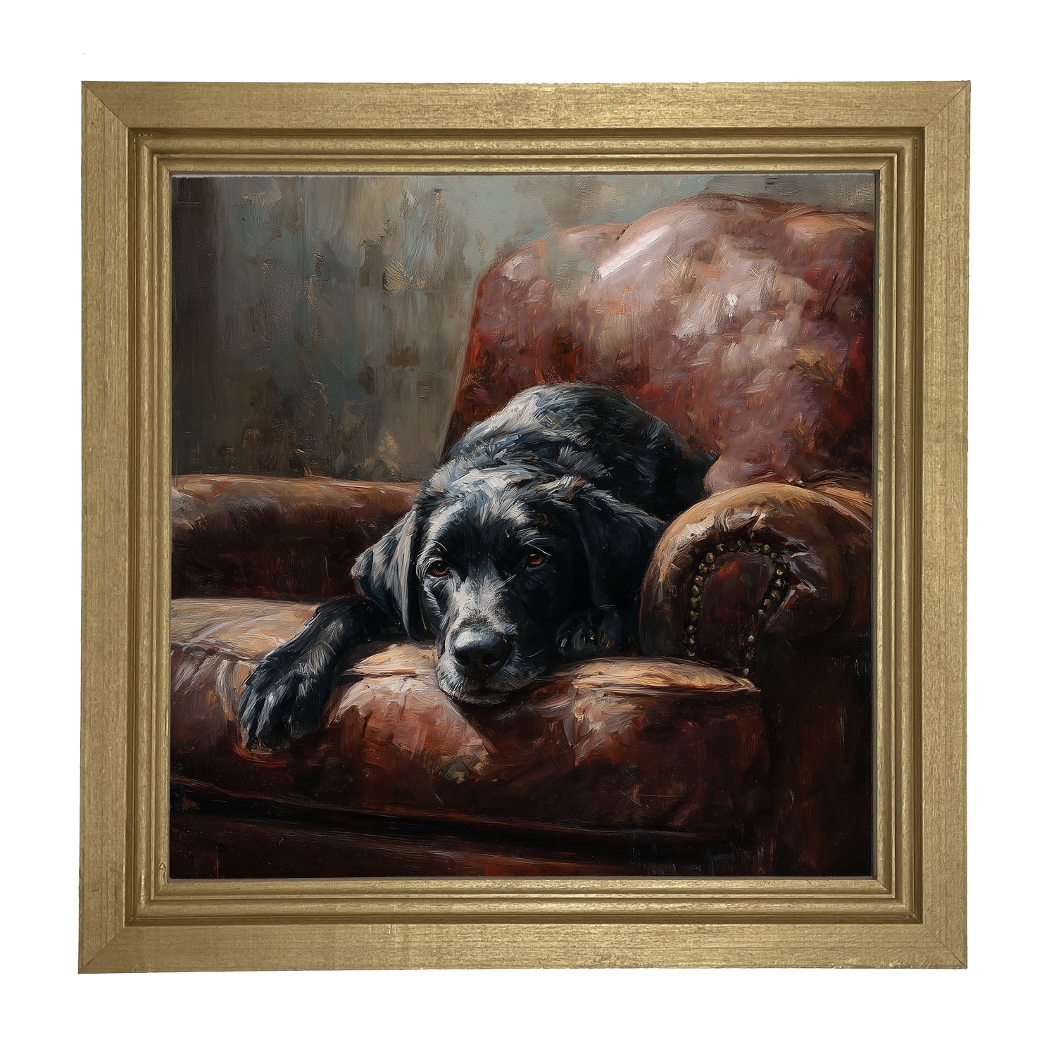 Armchair with Black Lab - Framed Art