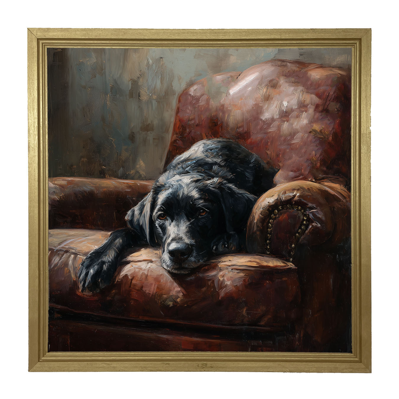 Armchair with Black Lab - Framed Art