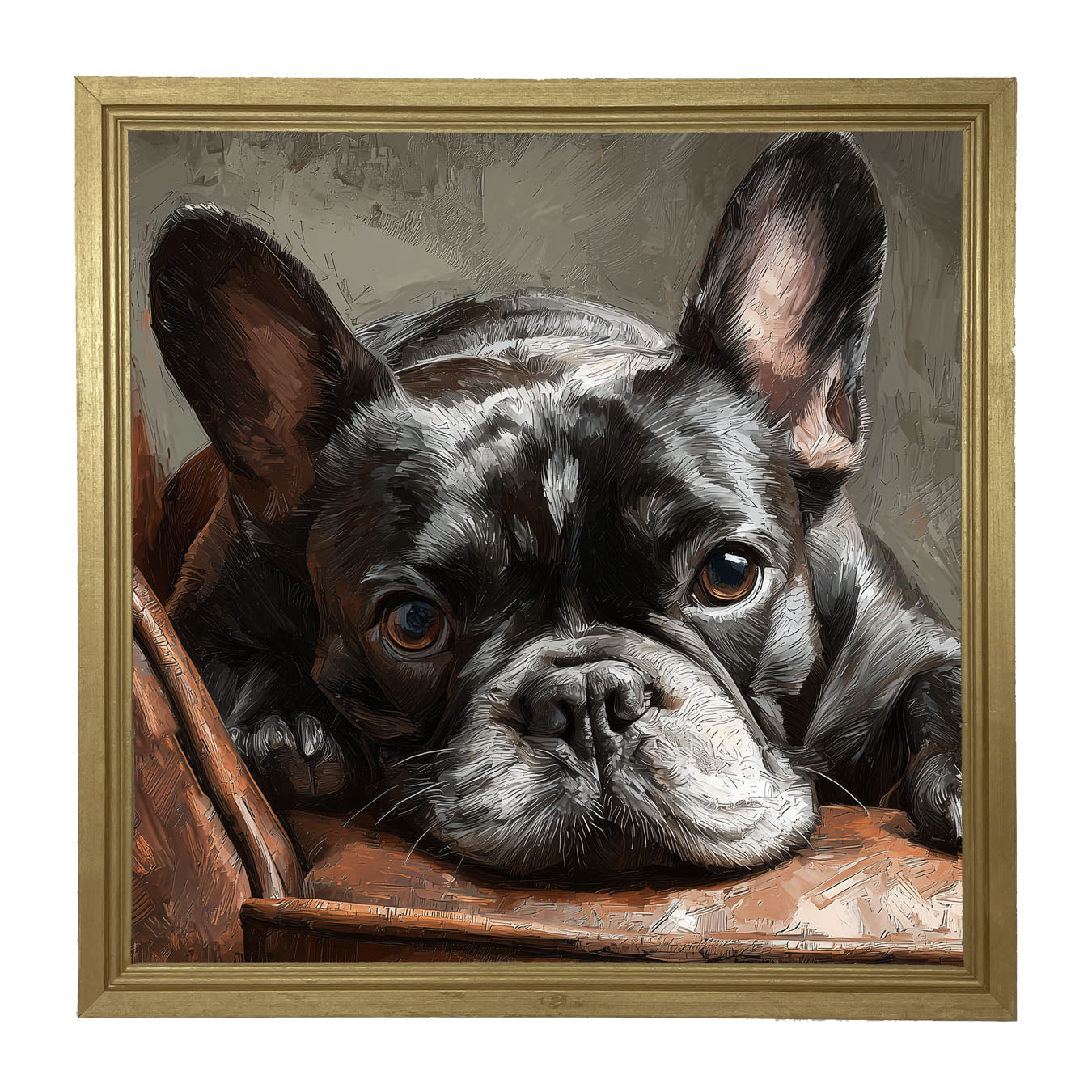 Armchair with Black French Bulldog - Framed Art