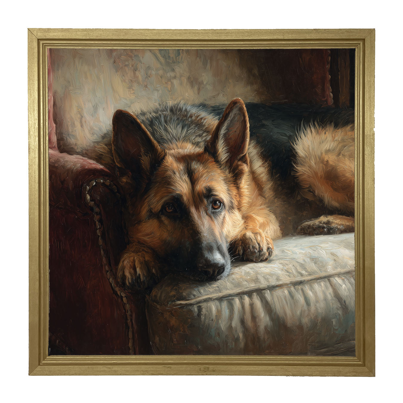 Armchair with German Shepard - Framed Art