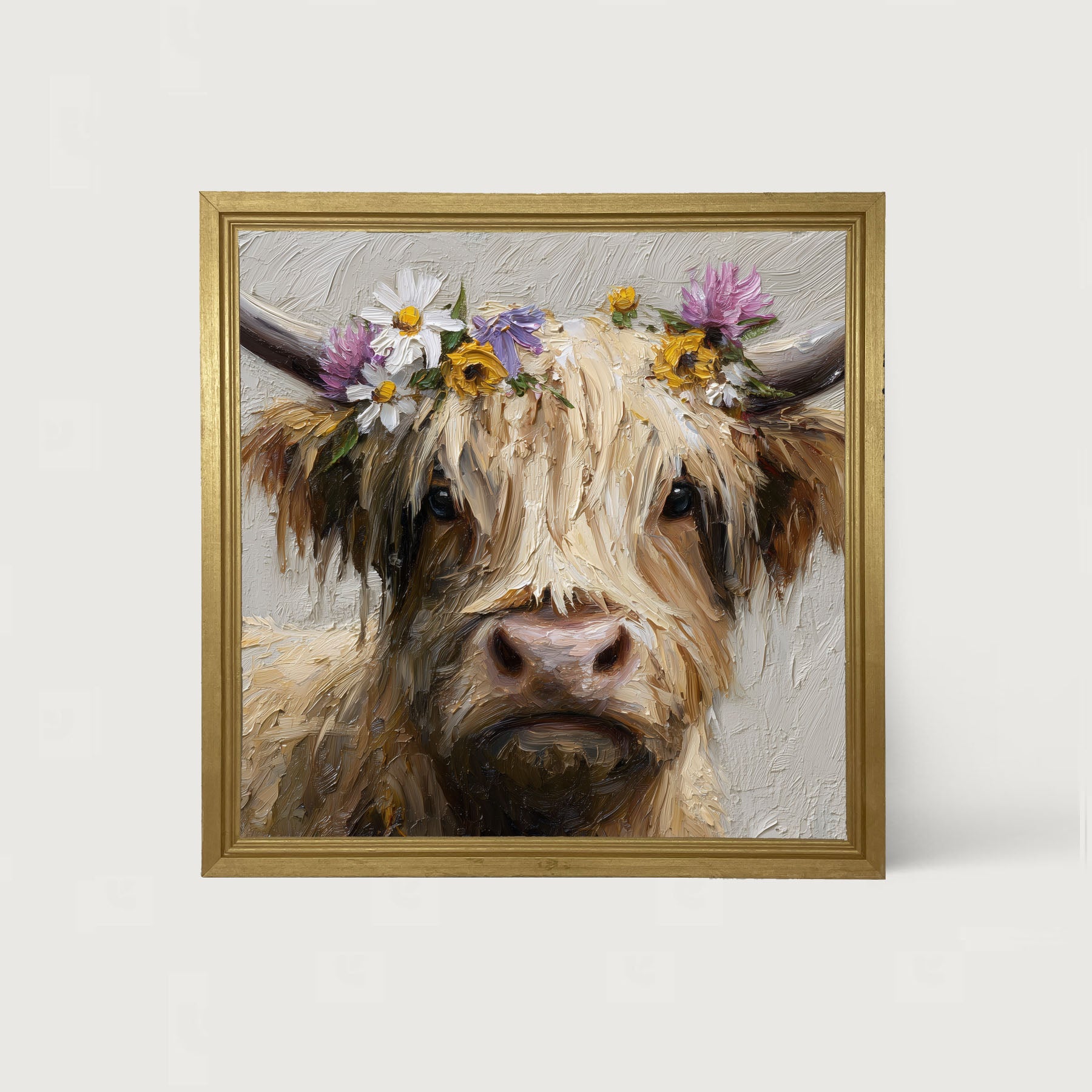 Spring Season Cow with Flowers in Hair