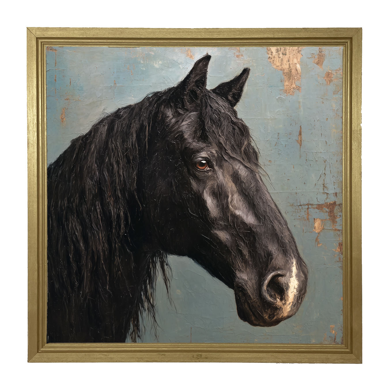 Portrait of a Black Horse - Framed Art