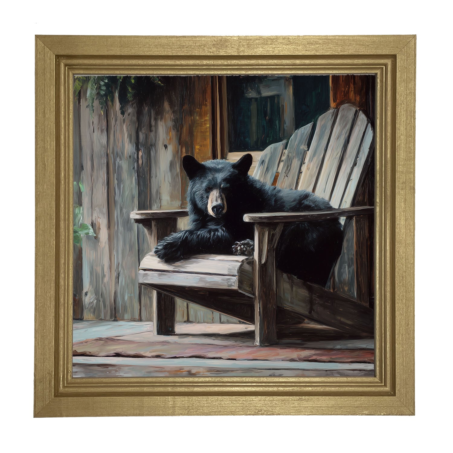 Adirondack Chair with Black Bear - Framed Art