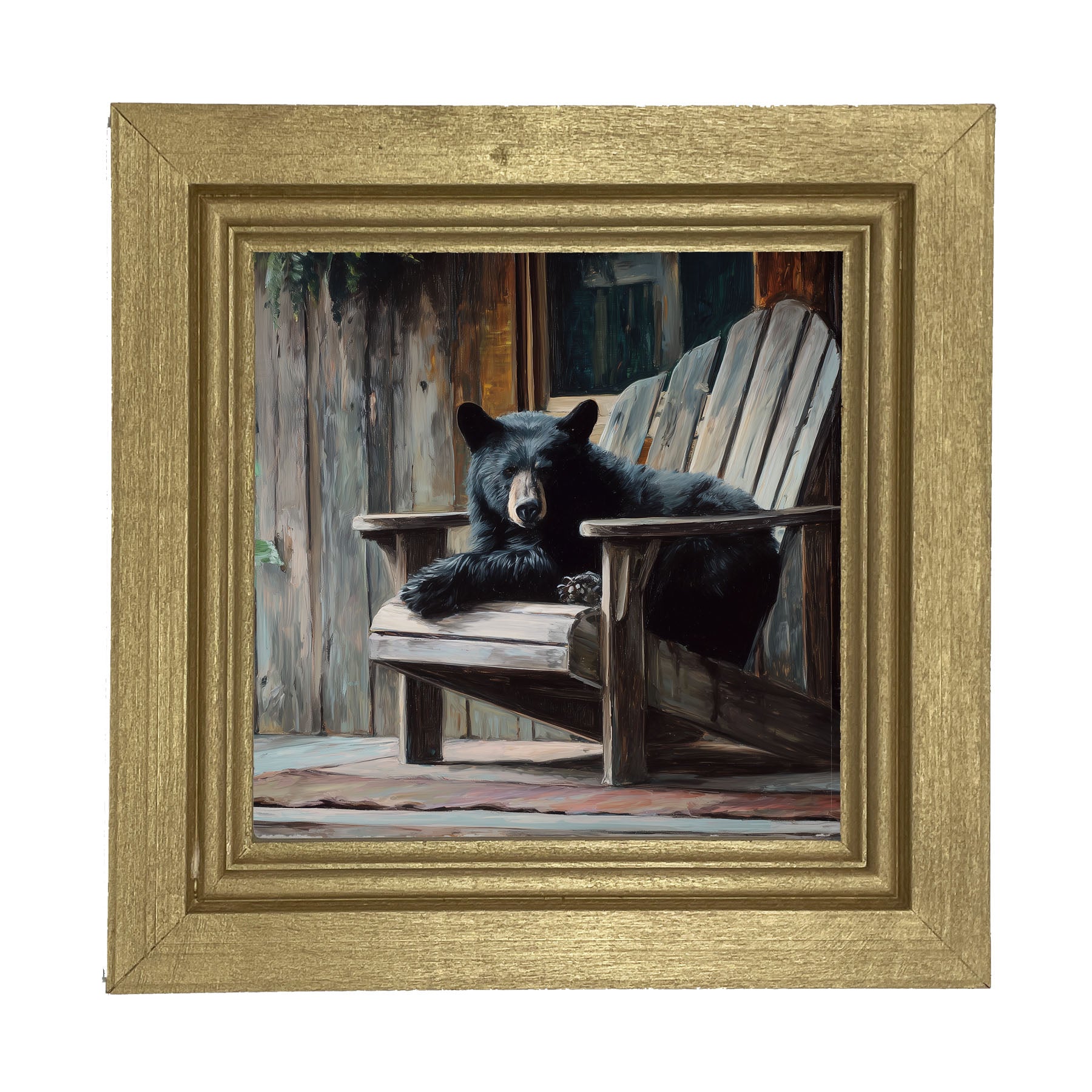 Adirondack Chair with Black Bear - Framed Art