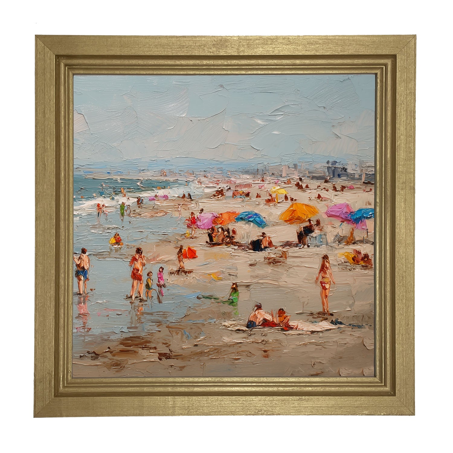 Beach Time - Families at the Beach - Framed Art