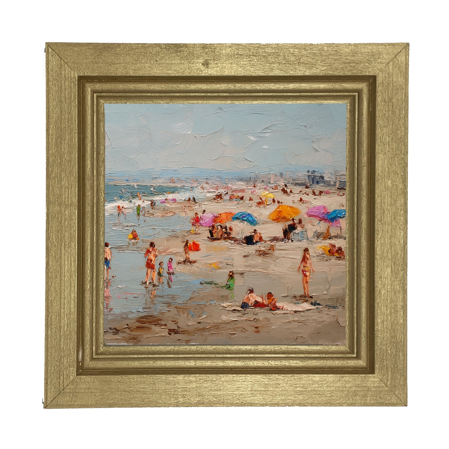 Beach Time - Families at the Beach - Framed Art