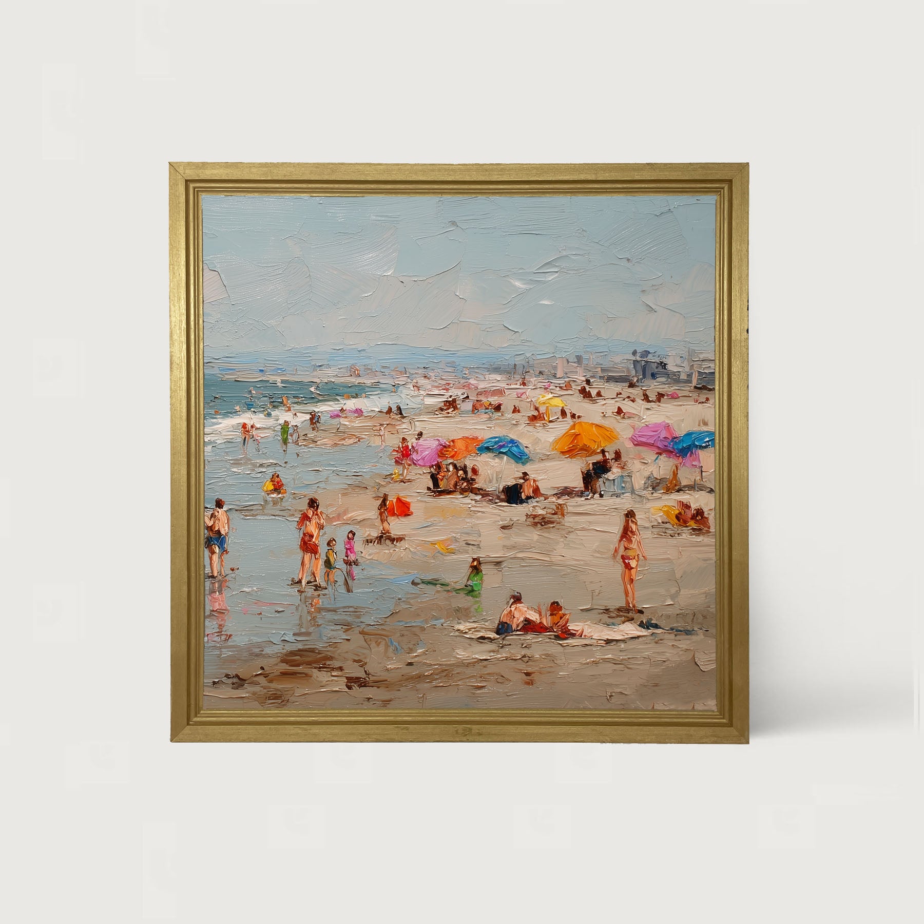Beach Time - Families at the Beach - Framed Art