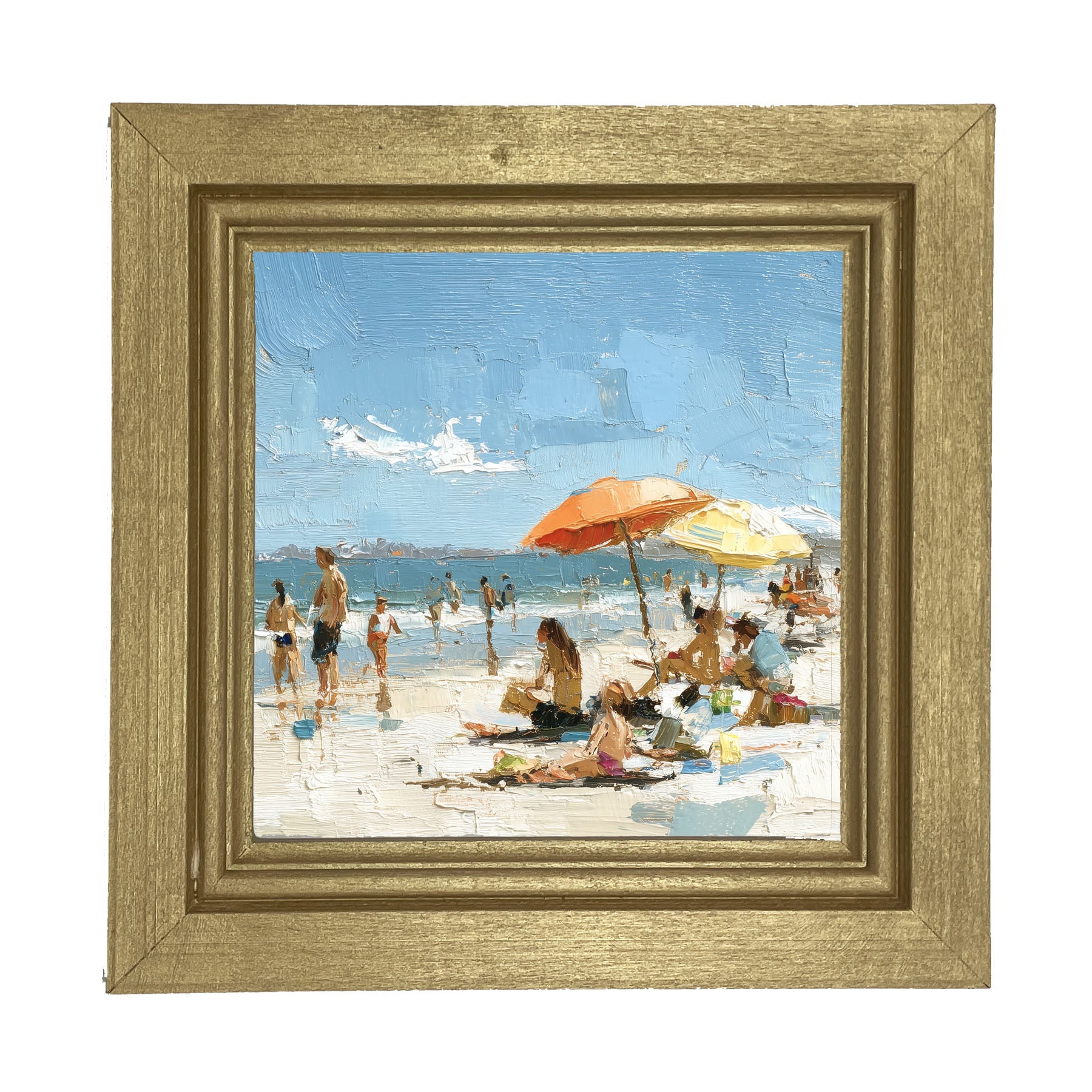 Beach Time - Orange Umbrella - Framed Art