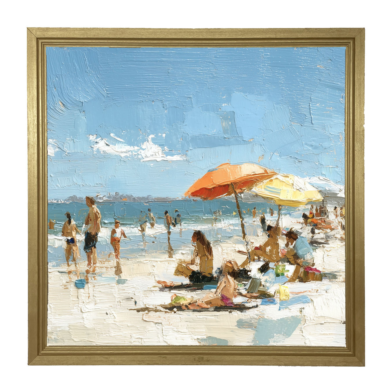 Beach Time - Orange Umbrella - Framed Art