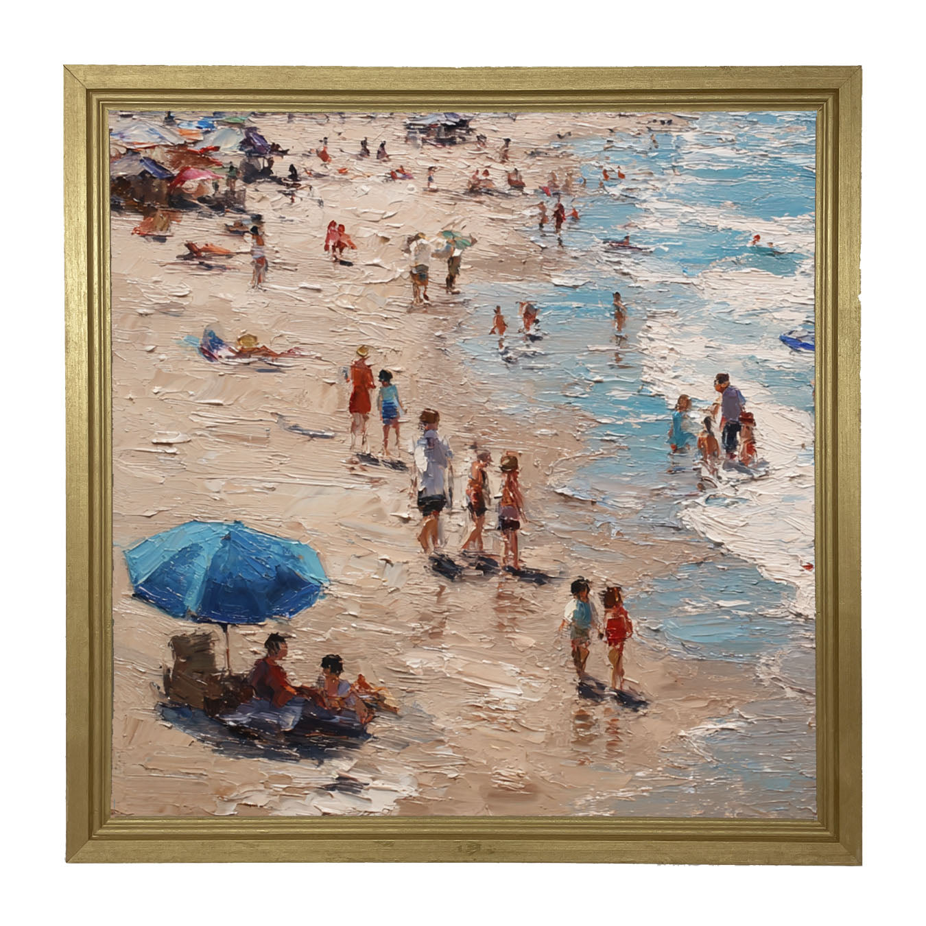 Beach Time - Blue Umbrella - Framed Art