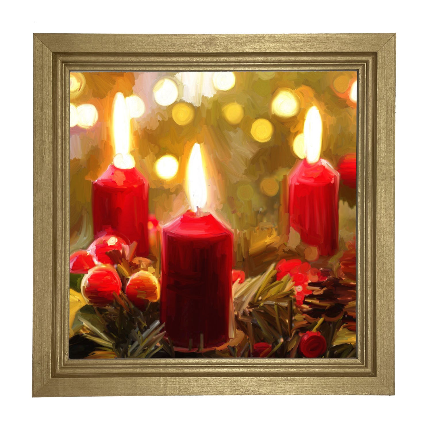 Trio of Christmas Candles - Framed art