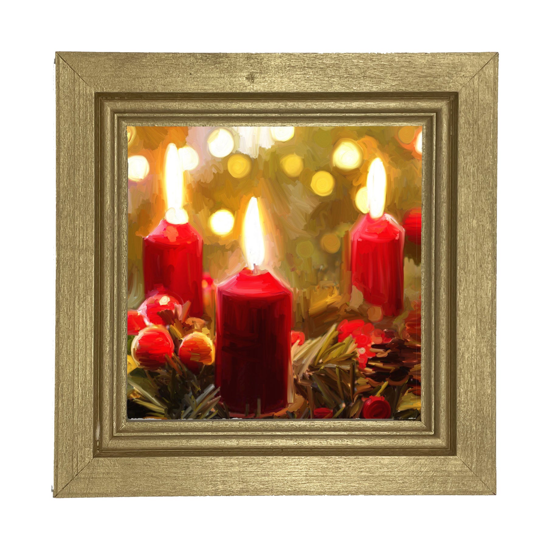 Trio of Christmas Candles - Framed art