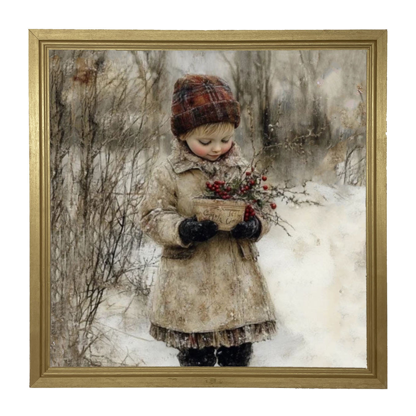 Girl with Red Berries - Framed Art