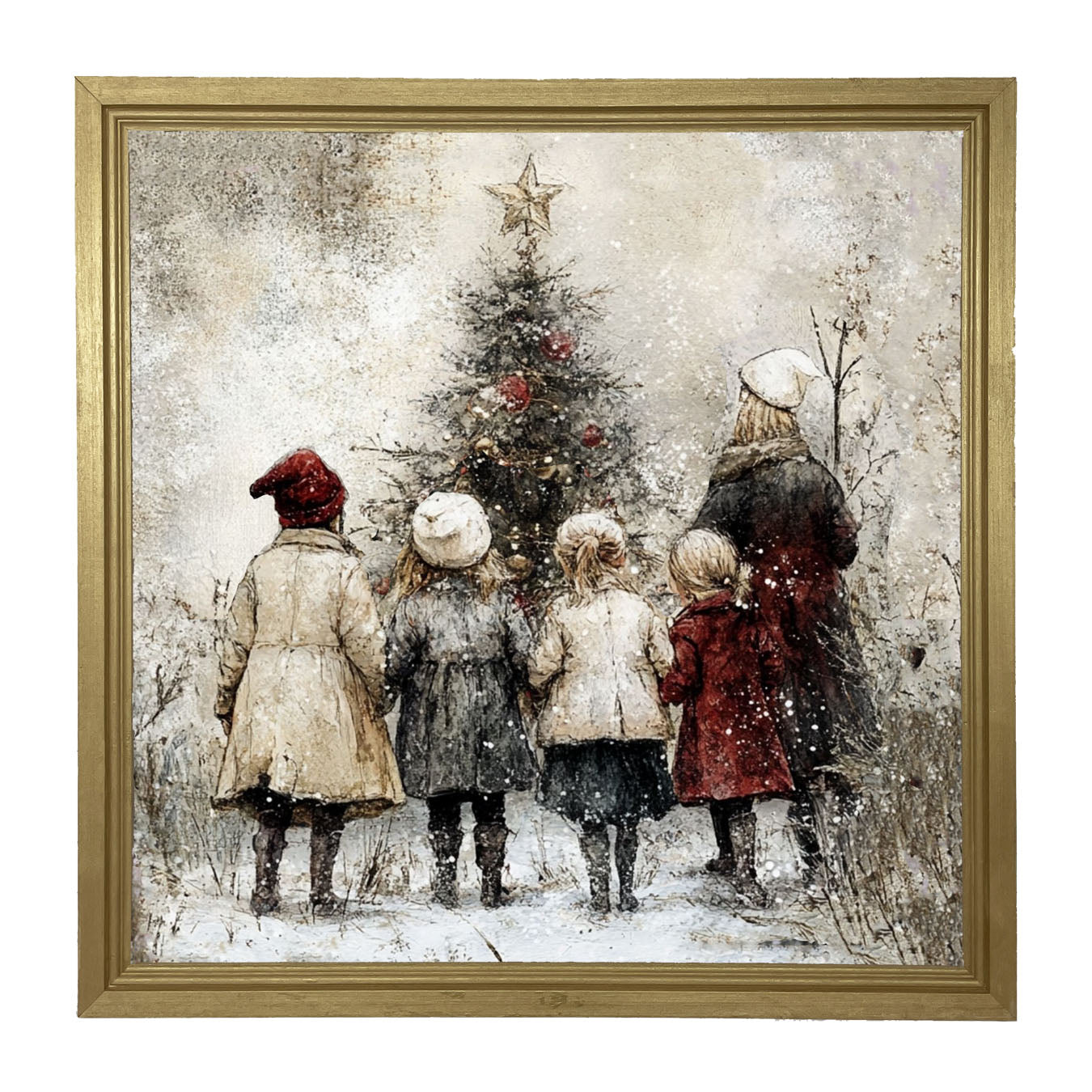 Children at Christmas Time - Framed Art