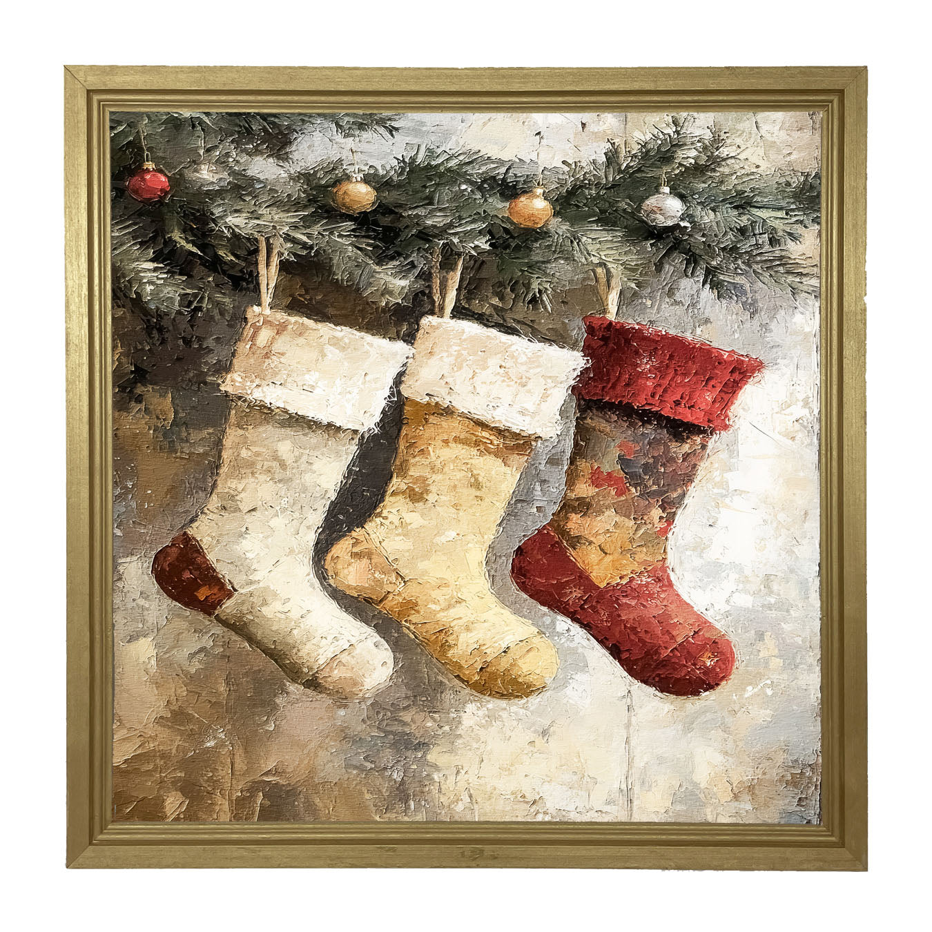 Stockings with Ornaments - Framed art