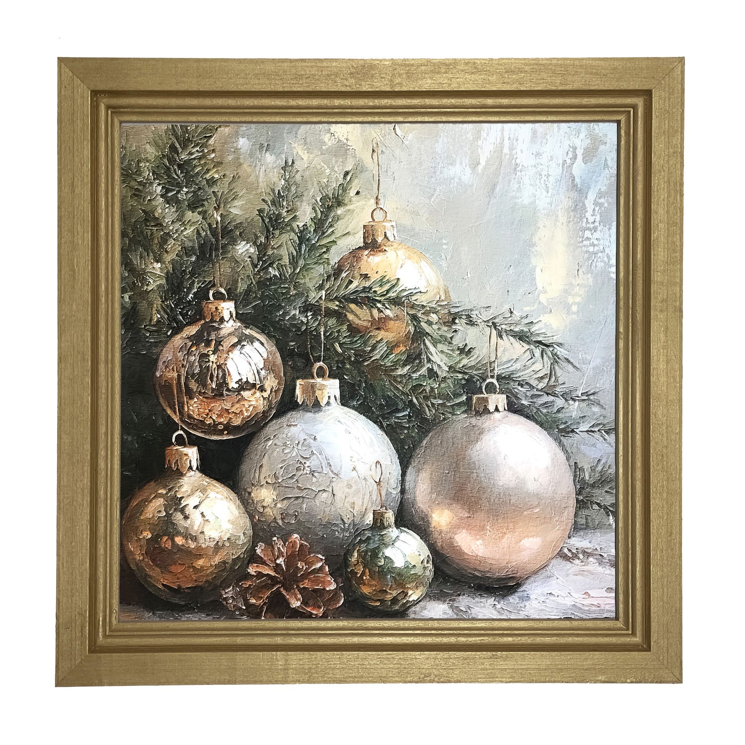 Silver and Gold Ornaments - Framed Art