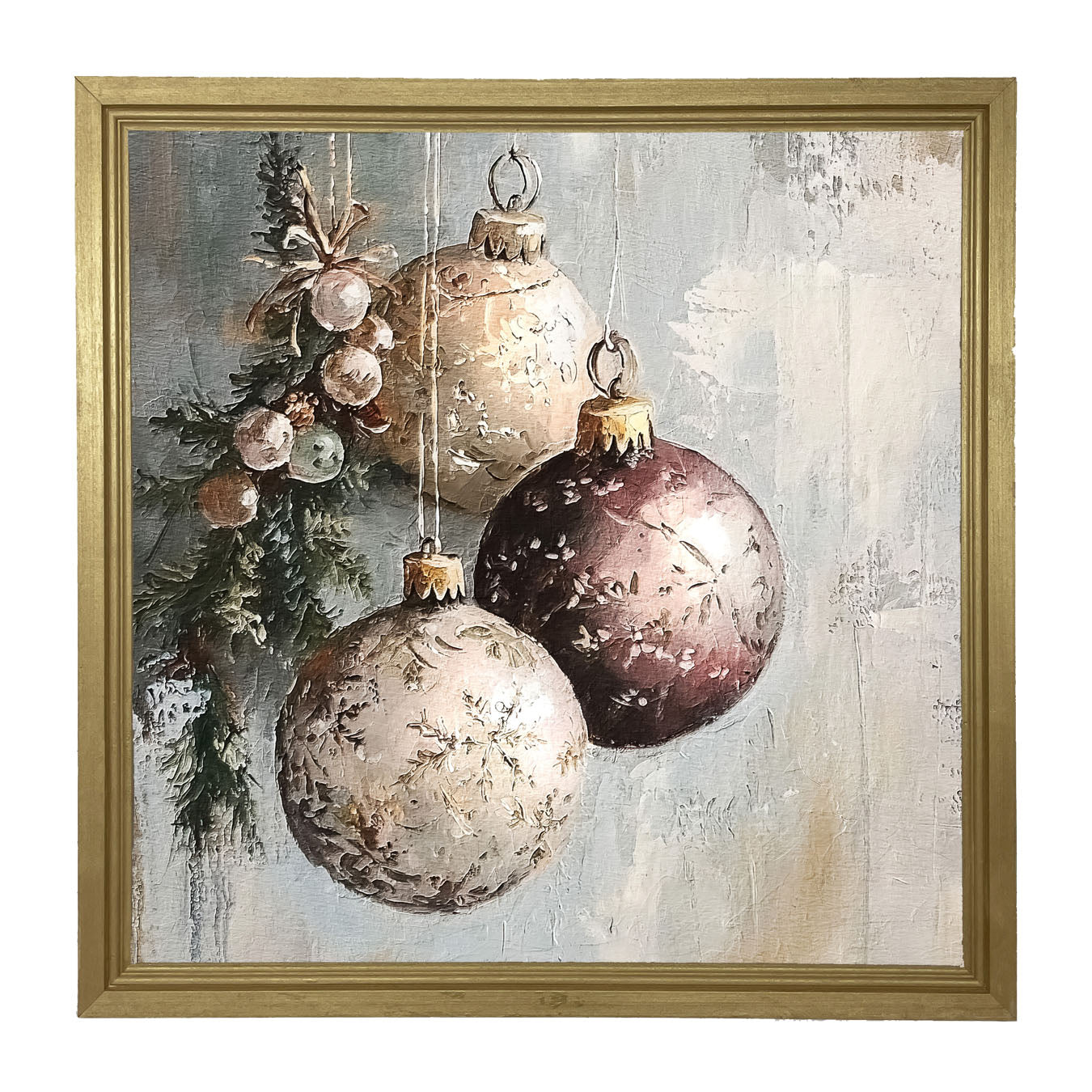 Pine Sprig with Ornaments - Framed Art