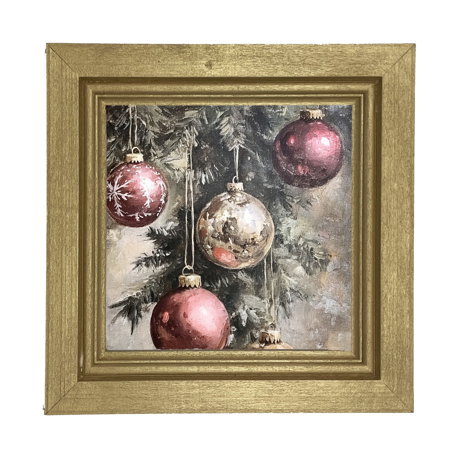 Ornaments on a Pine Branch - Framed art