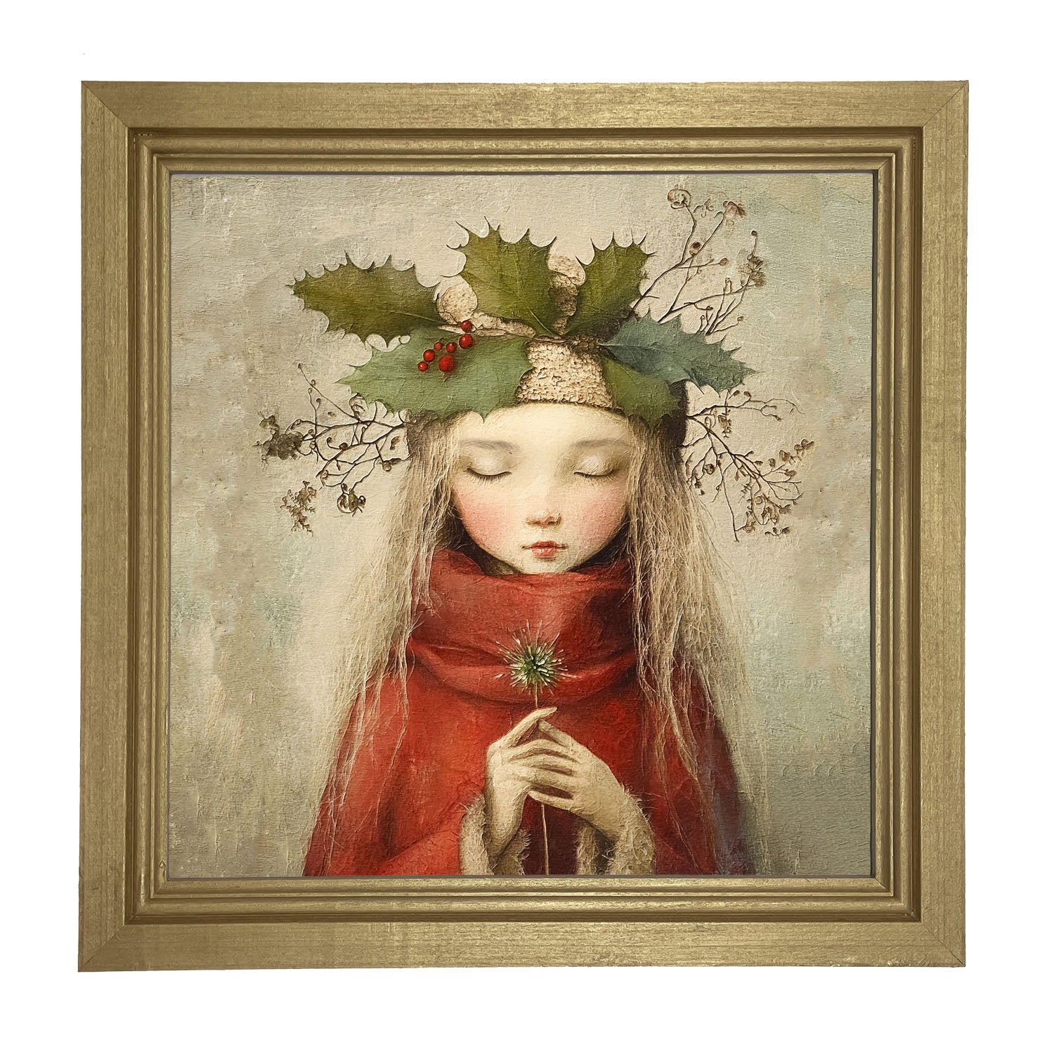 Rustic Christmas girl - Framed Art