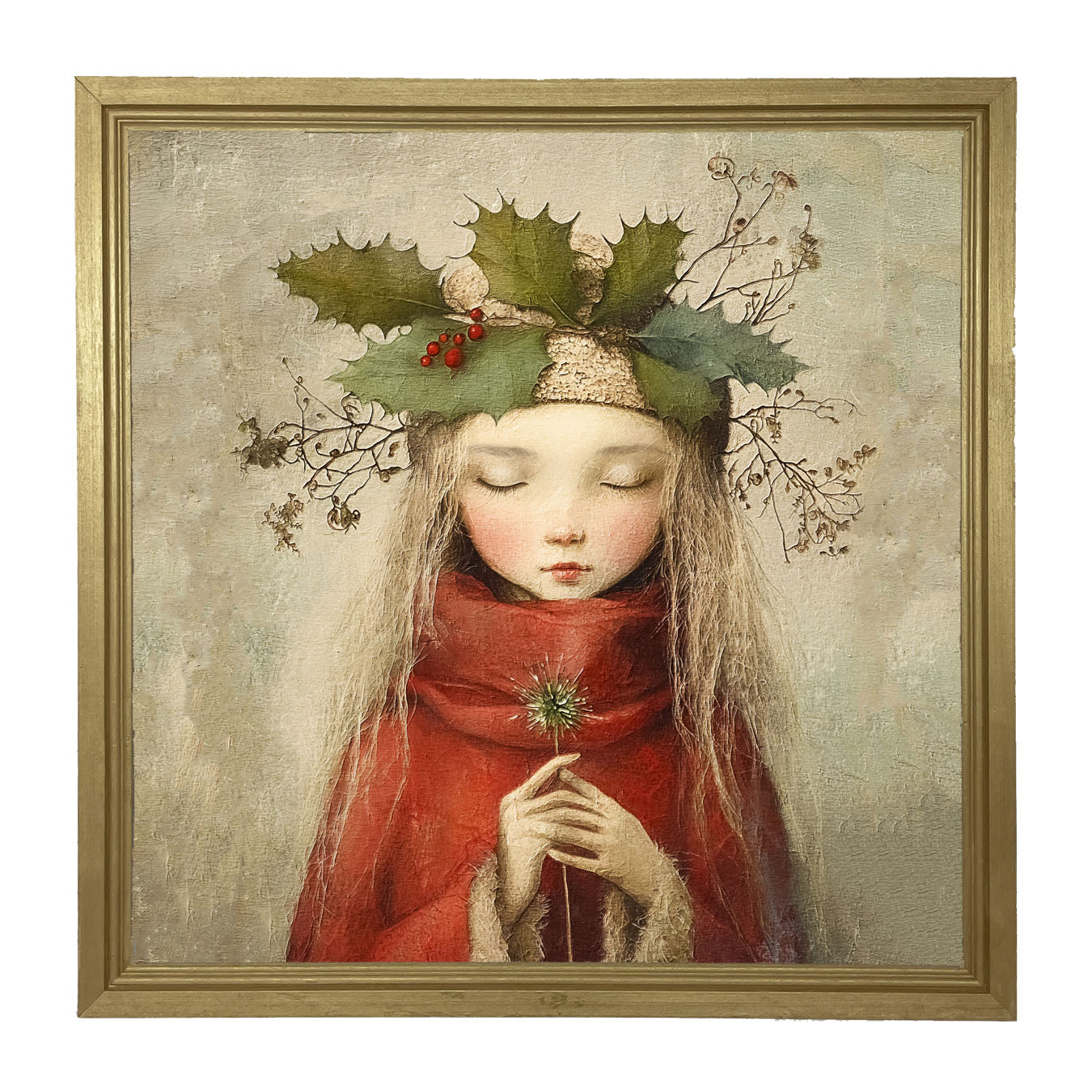 Rustic Christmas girl - Framed Art