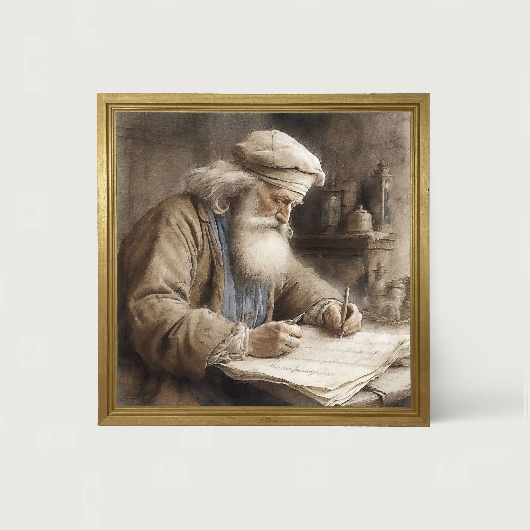 Santa Checking his List - Framed art