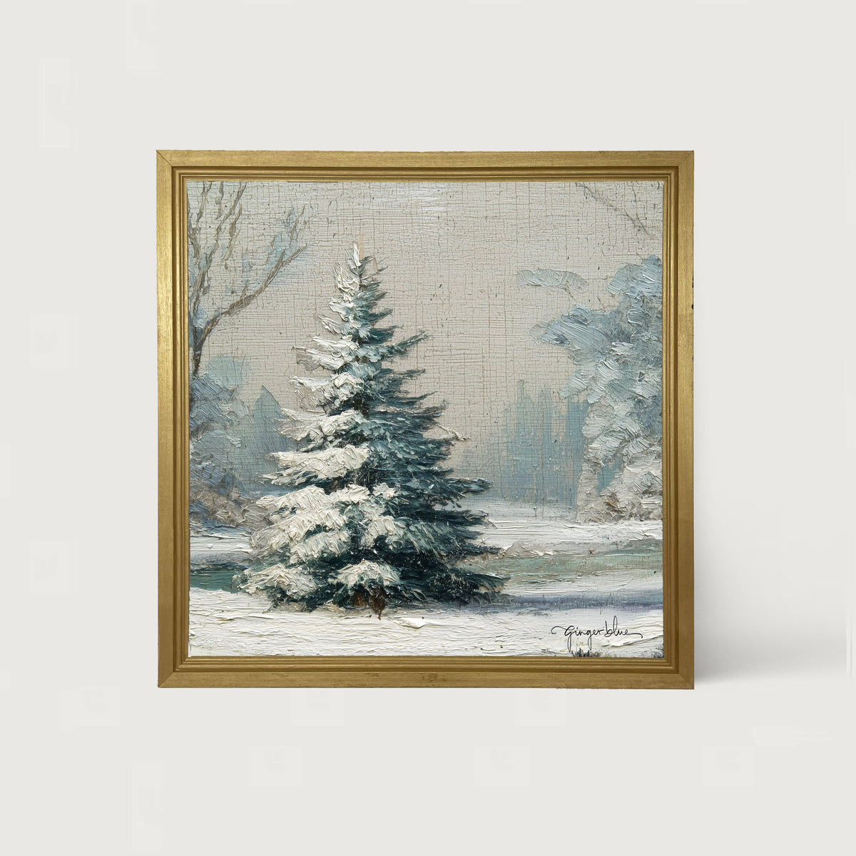 Snowy Pine near Pond