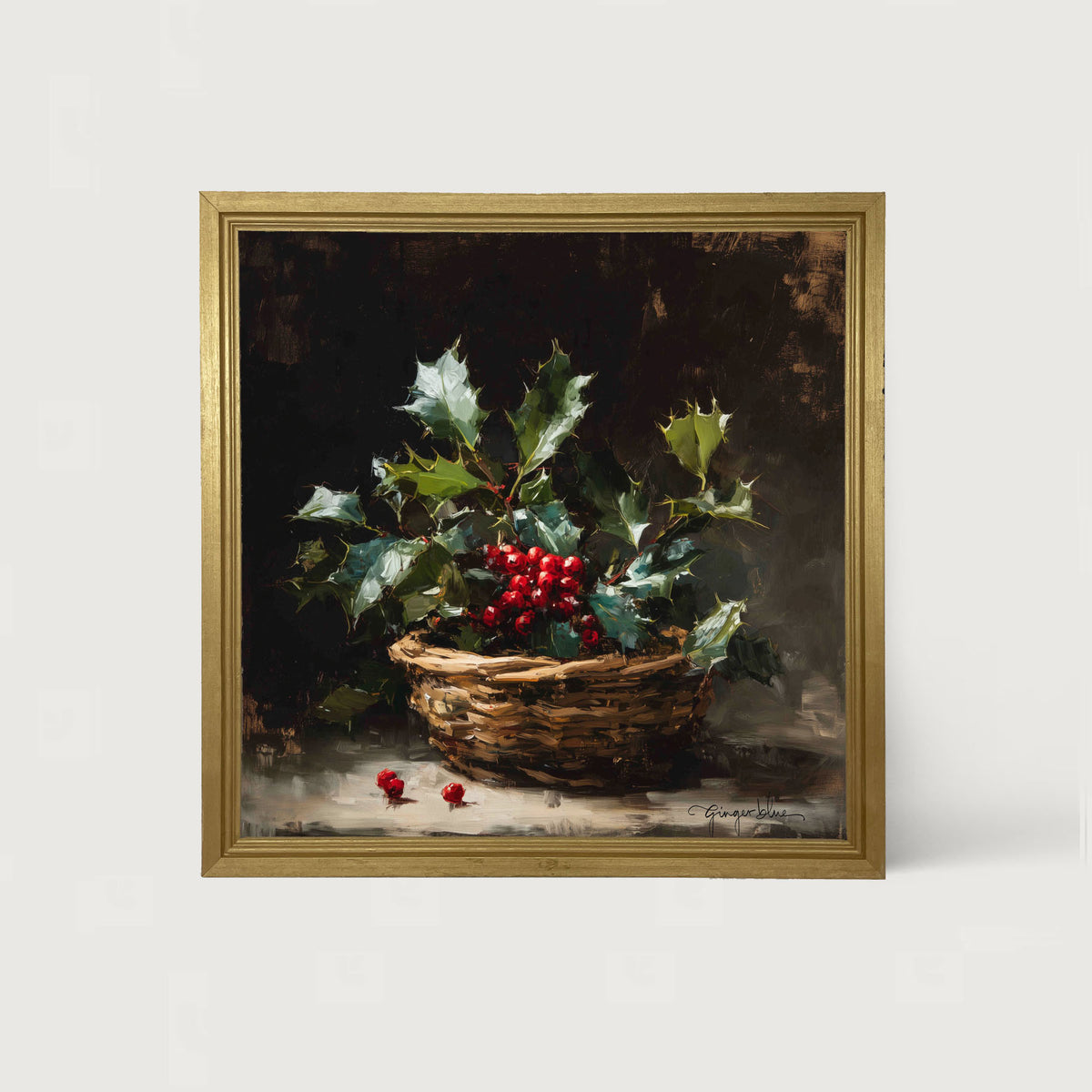 Holly in Woven Basket