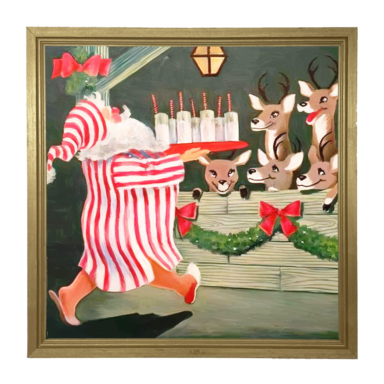Santa having drinks - Framed art