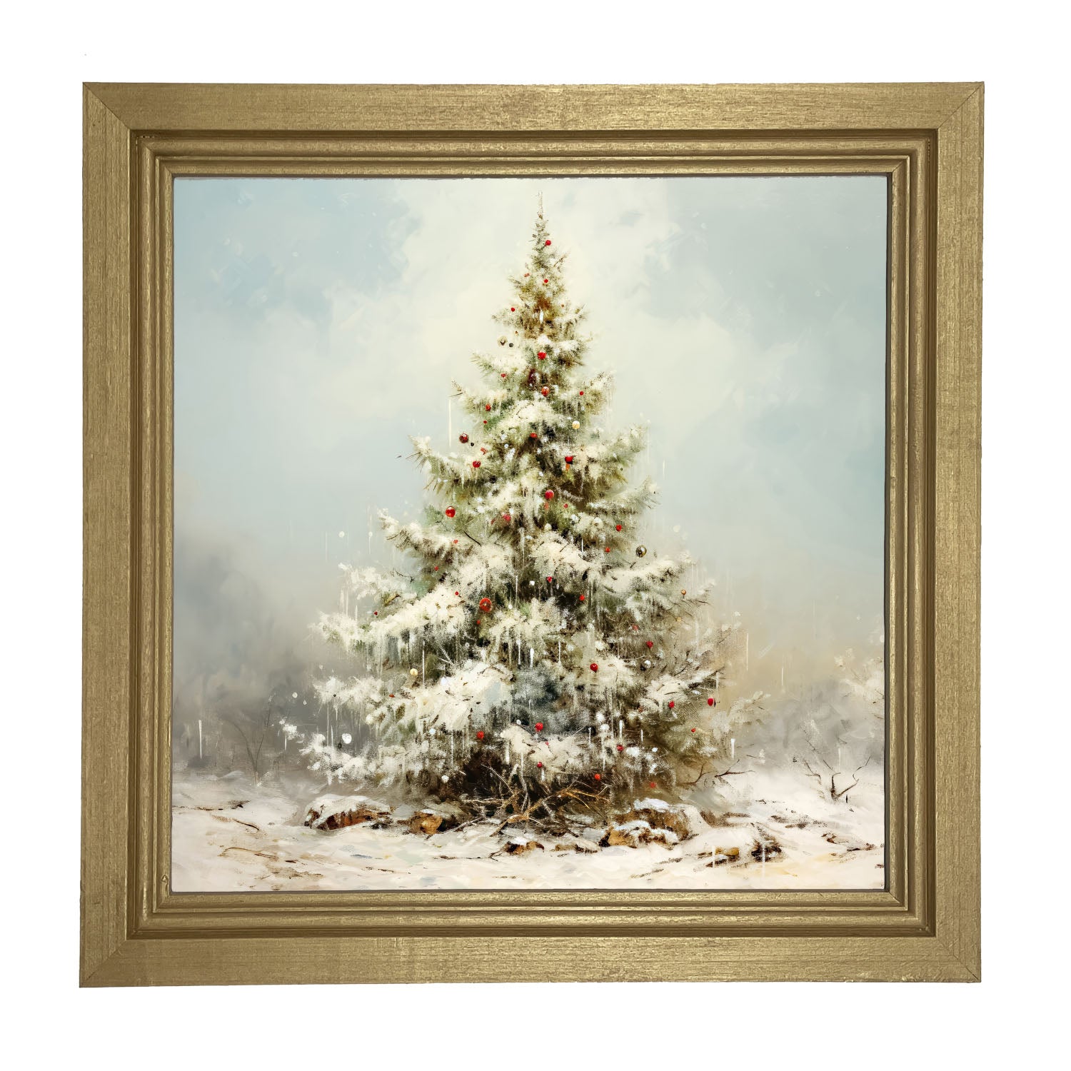 Snowy Christmas tree - Framed art