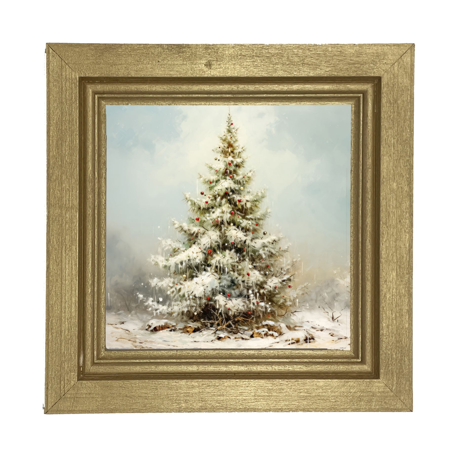 Snowy Christmas tree - Framed art