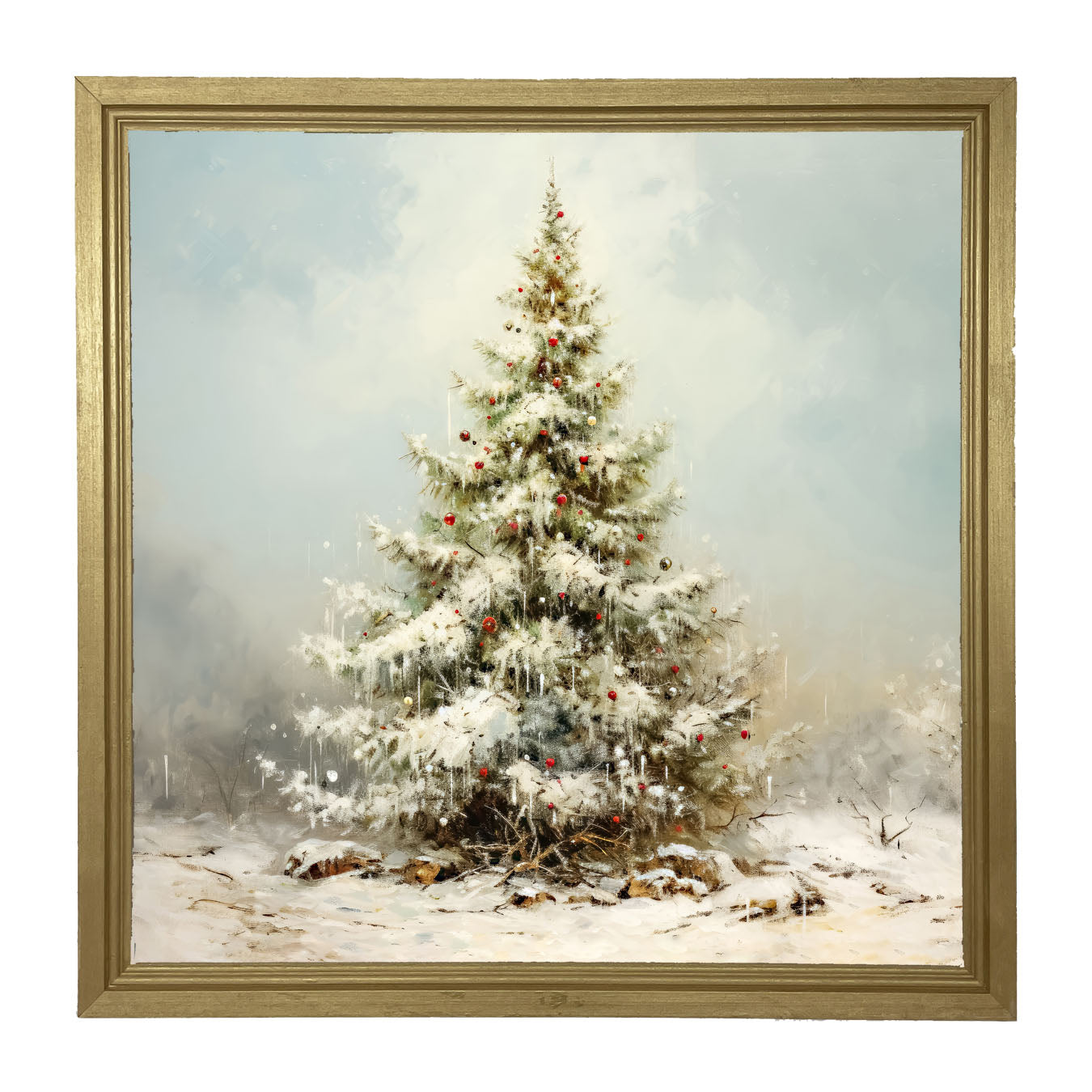Snowy Christmas tree - Framed art